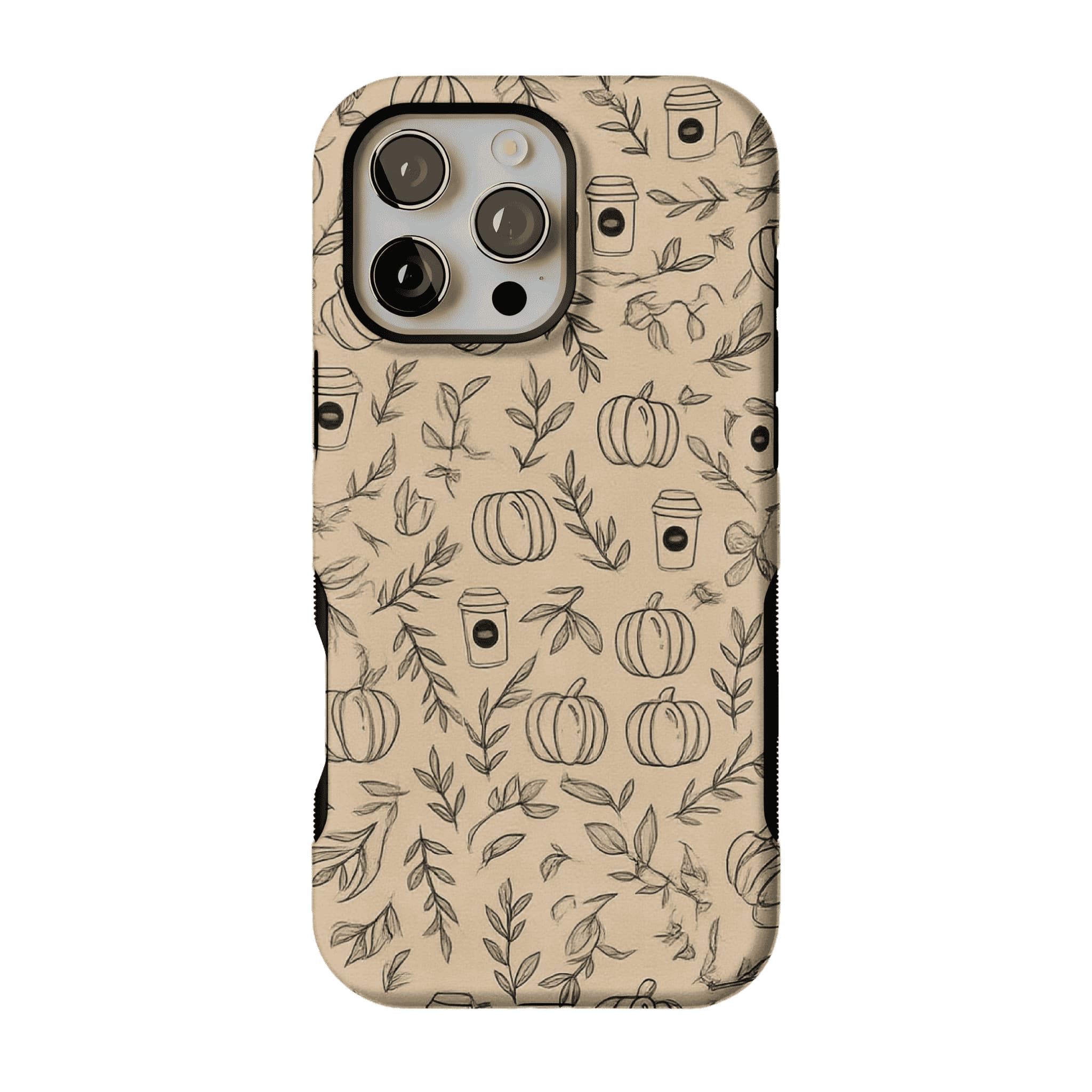 Kraft Beige Base Hand Drawn Autumn Farm Minimal iPhone Cover
