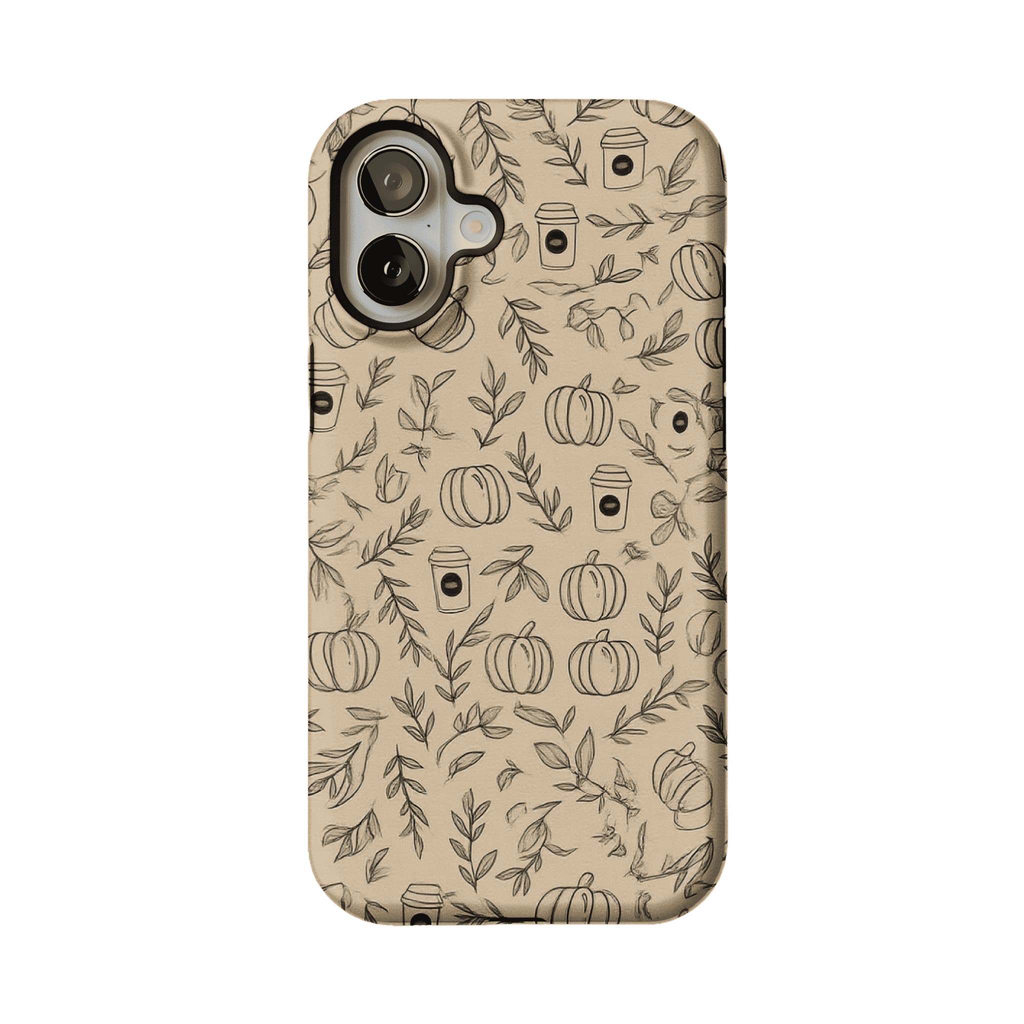 Kraft Beige Base Hand Drawn Autumn Farm Minimal iPhone Cover