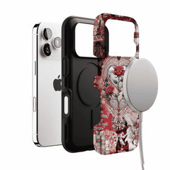 Vintage Victorian Red Rose Scrapbook Phone Case, Romantic iPhone Cover