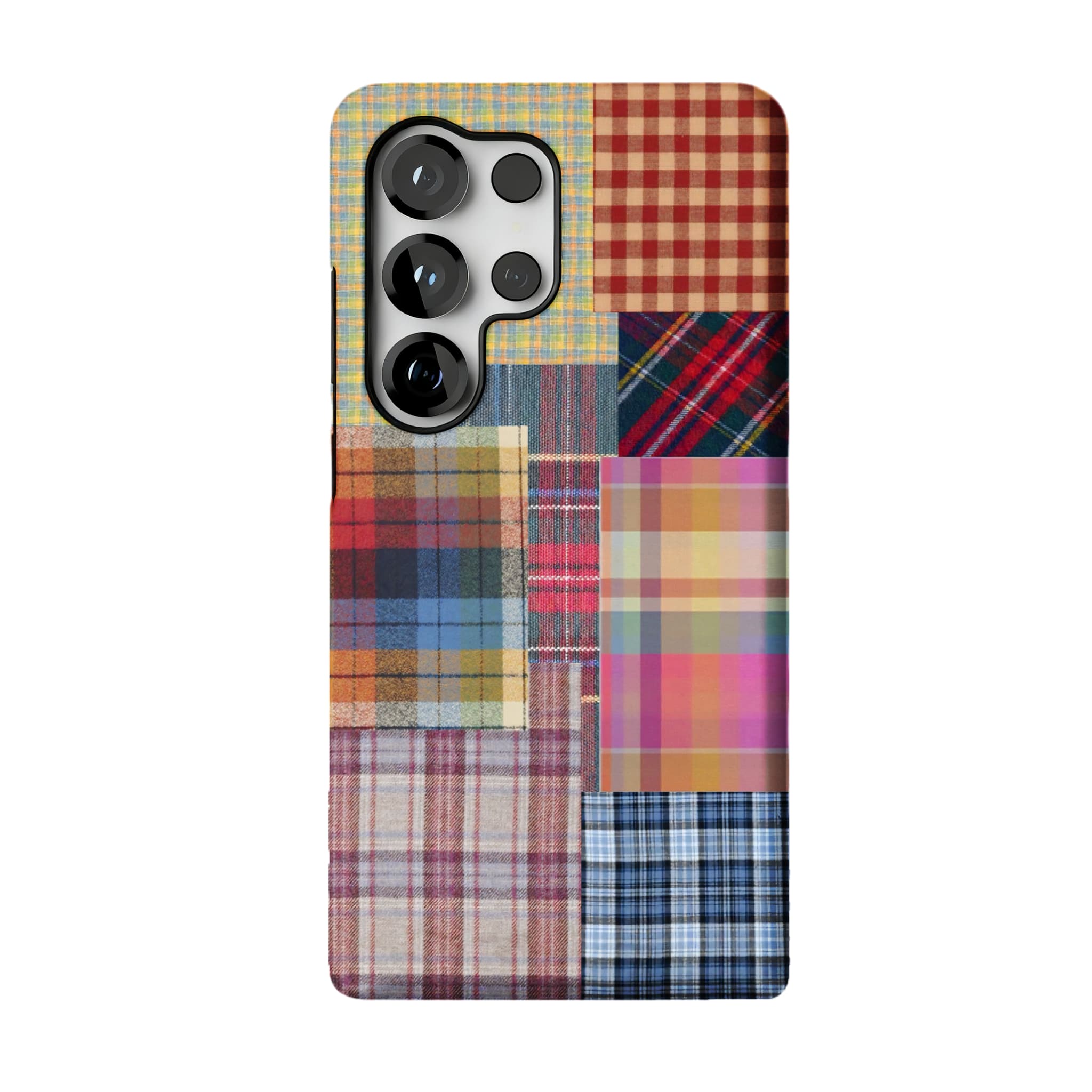 Patchwork Plaid Phone Case, Vintage Tartan Cover for iPhone