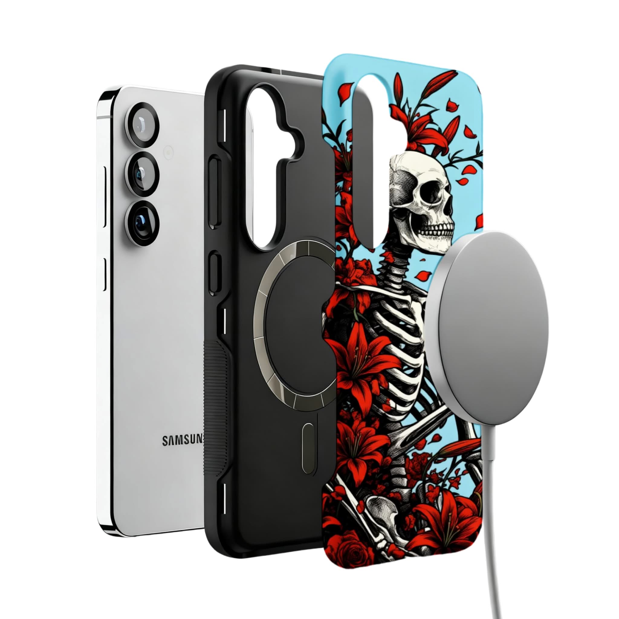 Gothic Skeleton Floral Phone Case for Samsung Galaxy