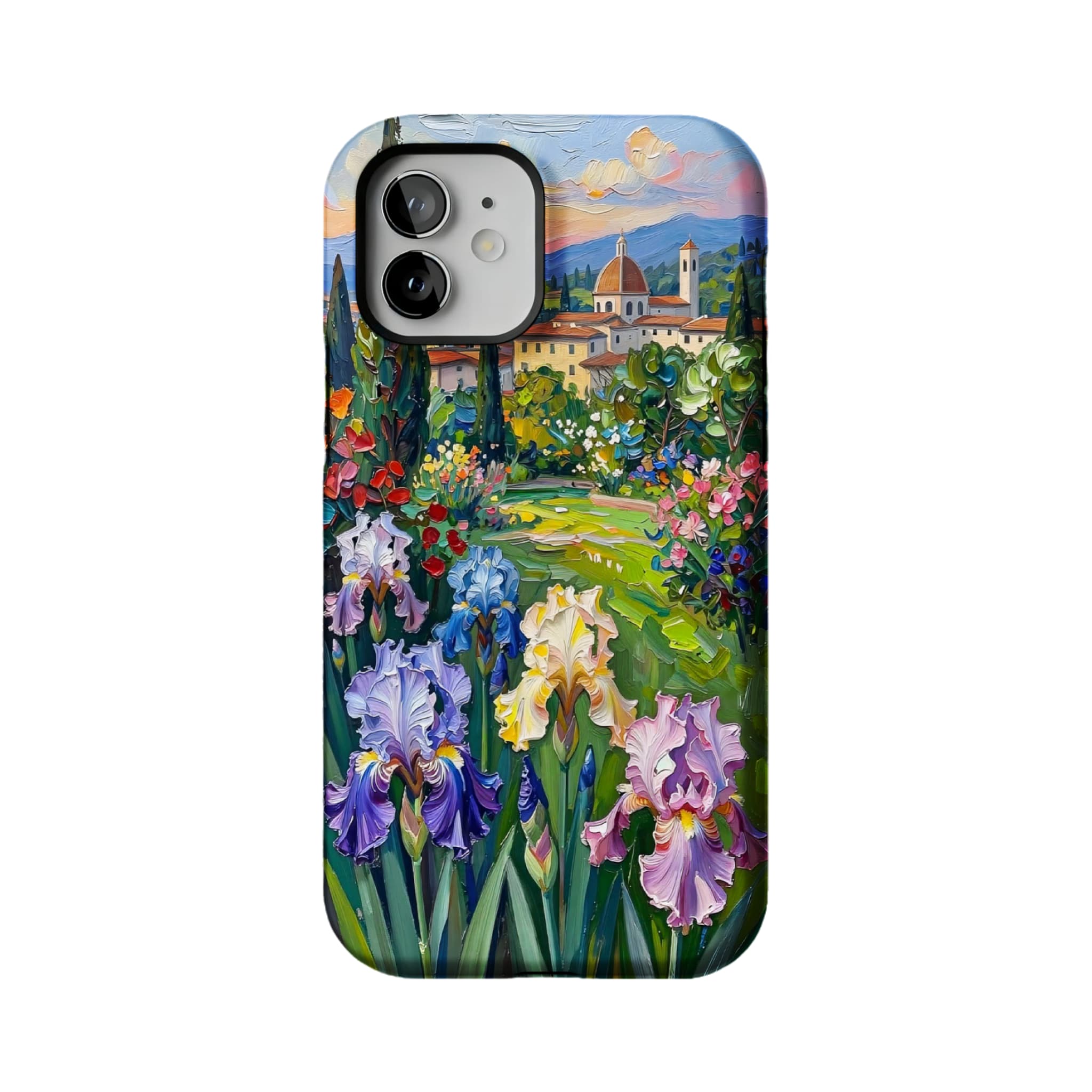 Iris Flower Garden Impasto Oil Painting Phone Case | Artistic Floral Shockproof Cover