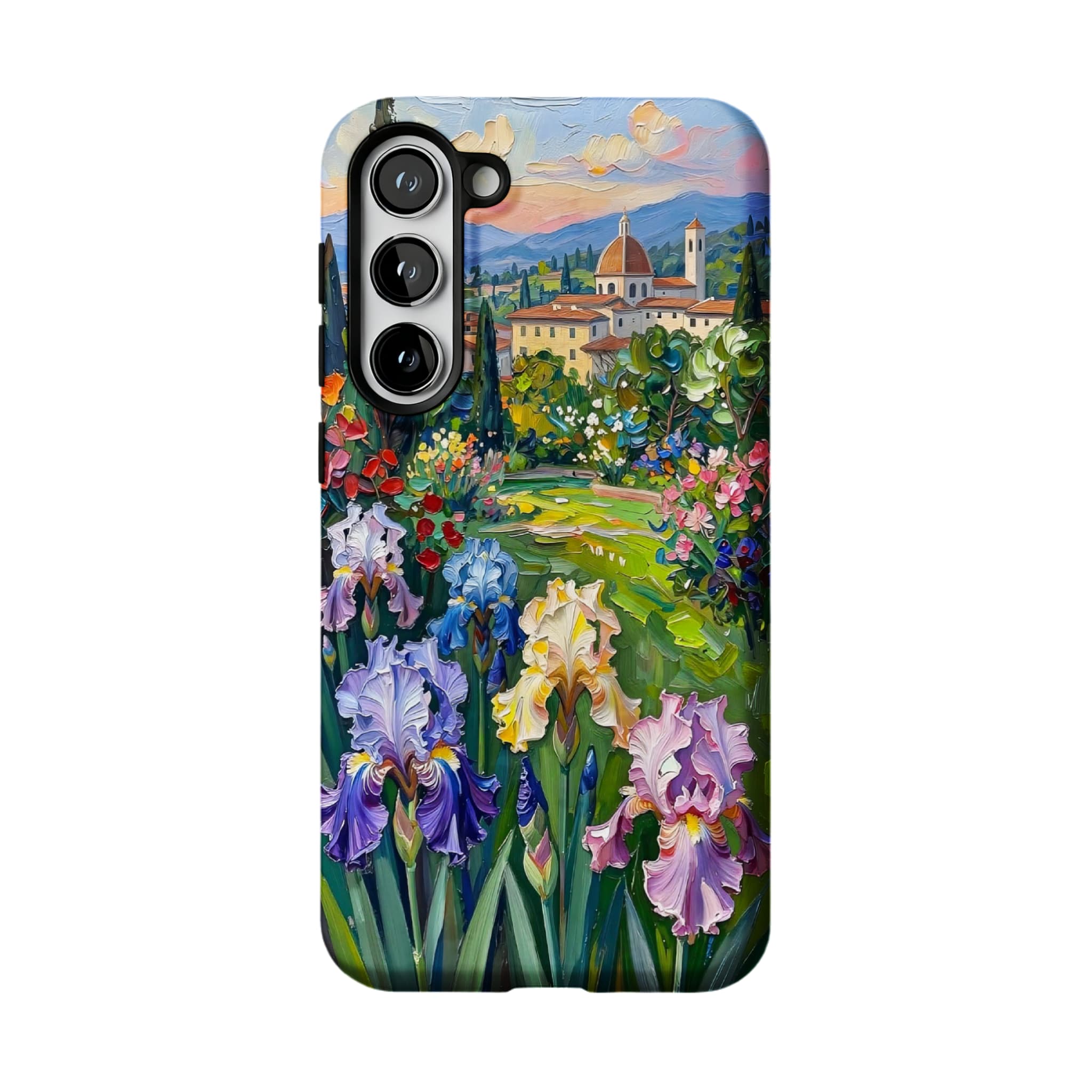Iris Flower Garden Impasto Oil Painting Phone Case | Artistic Floral Shockproof Cover