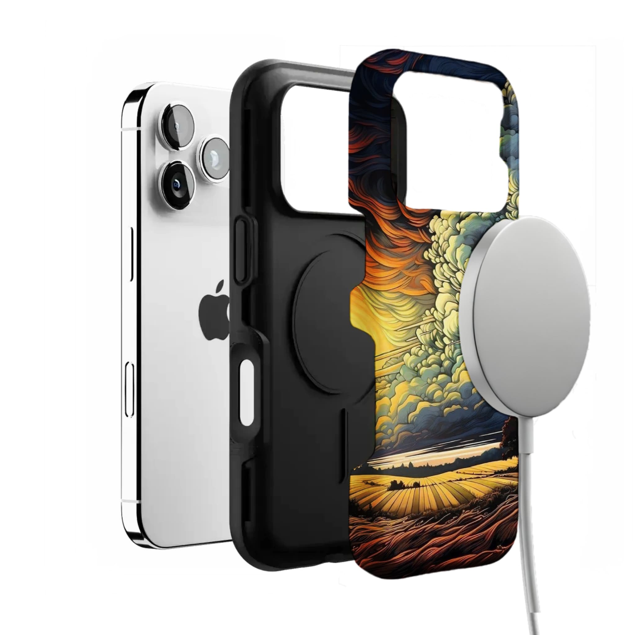 Van Gogh Style Sunset Phone Case | Artistic Oil Painting Shockproof Case for iPhone