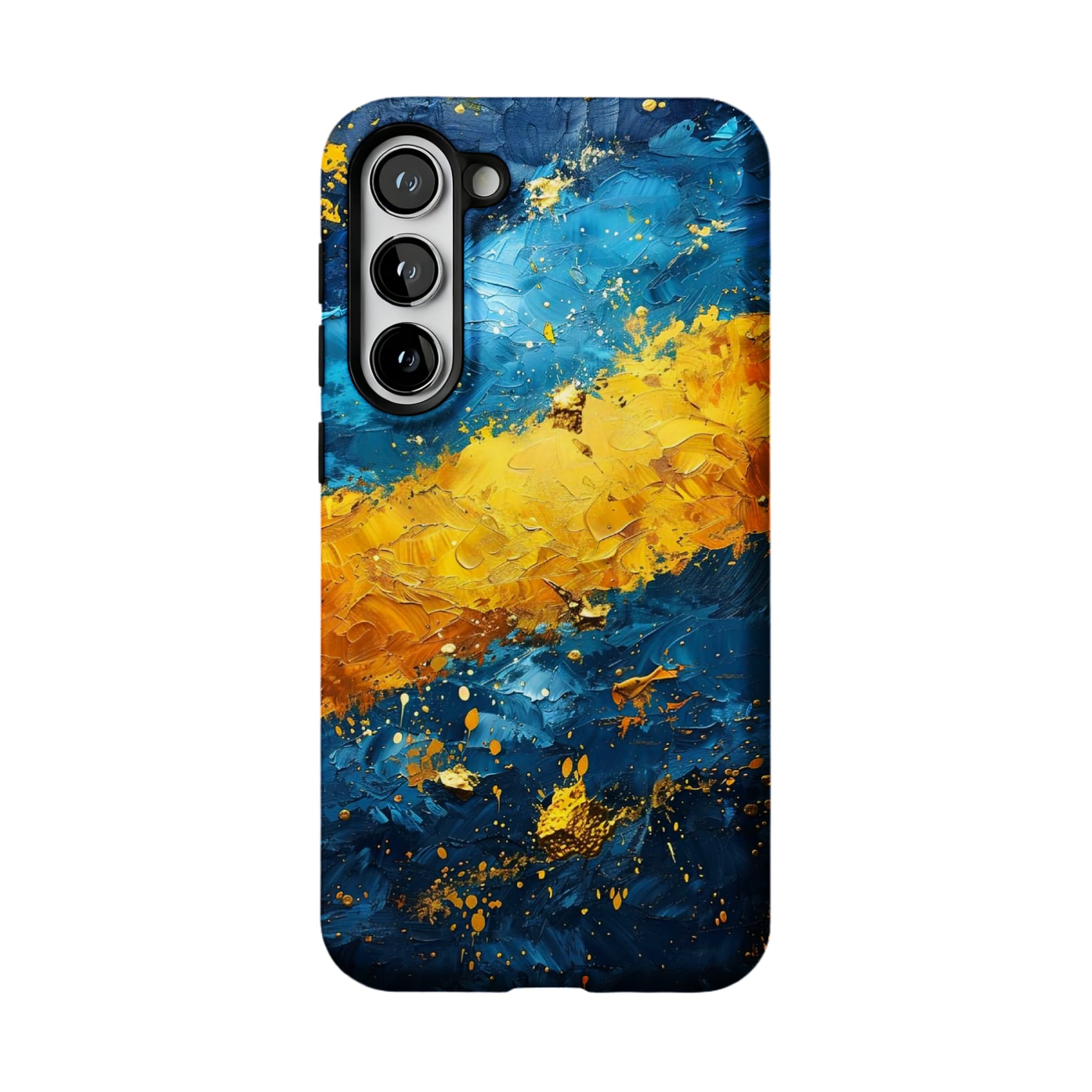 Blue Gold Impasto Oil Painting Phone Case, Abstract Cover for iPhone