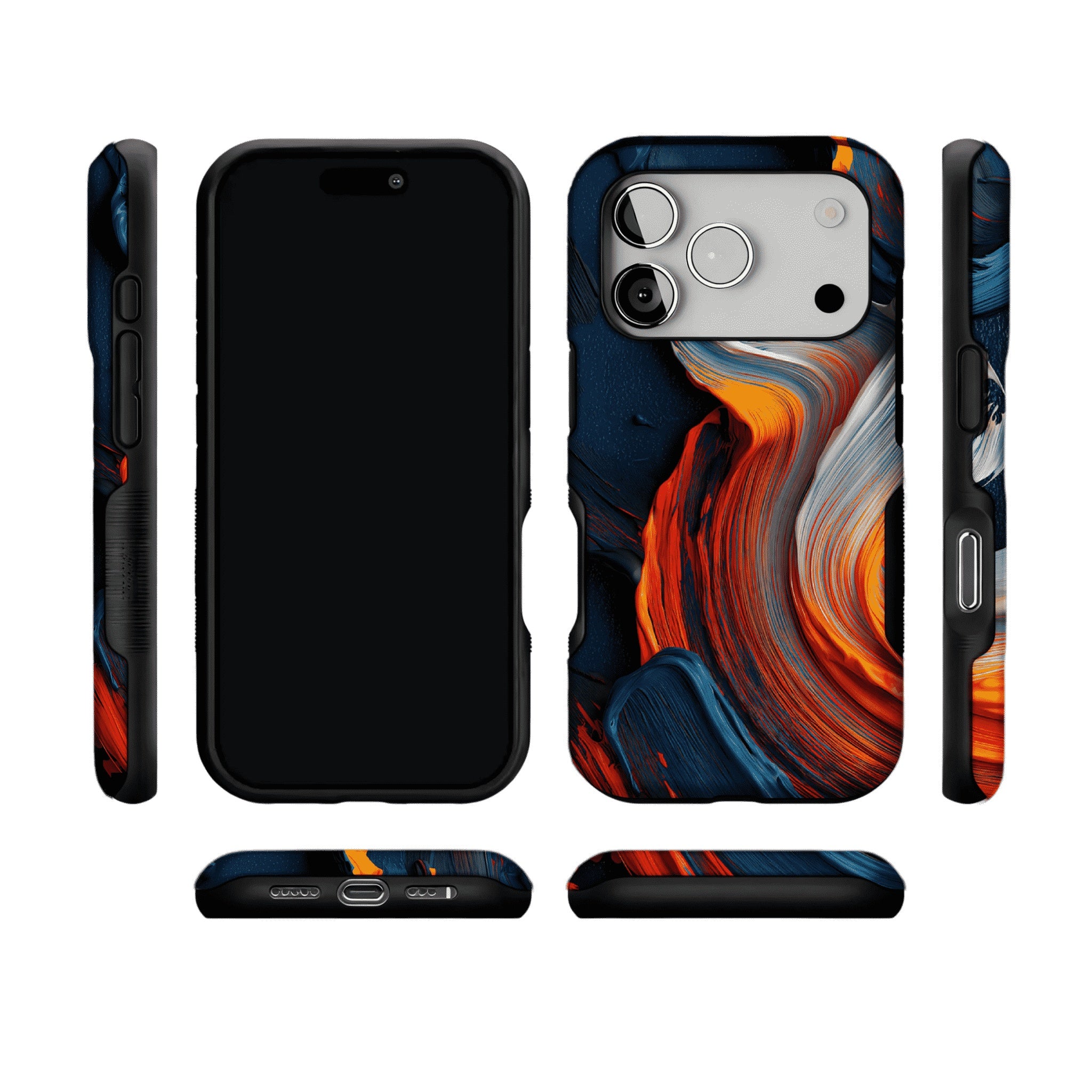Impasto Swirl Fluid Paint Abstract Phone Case, Modern Art iPhone Protective Cover