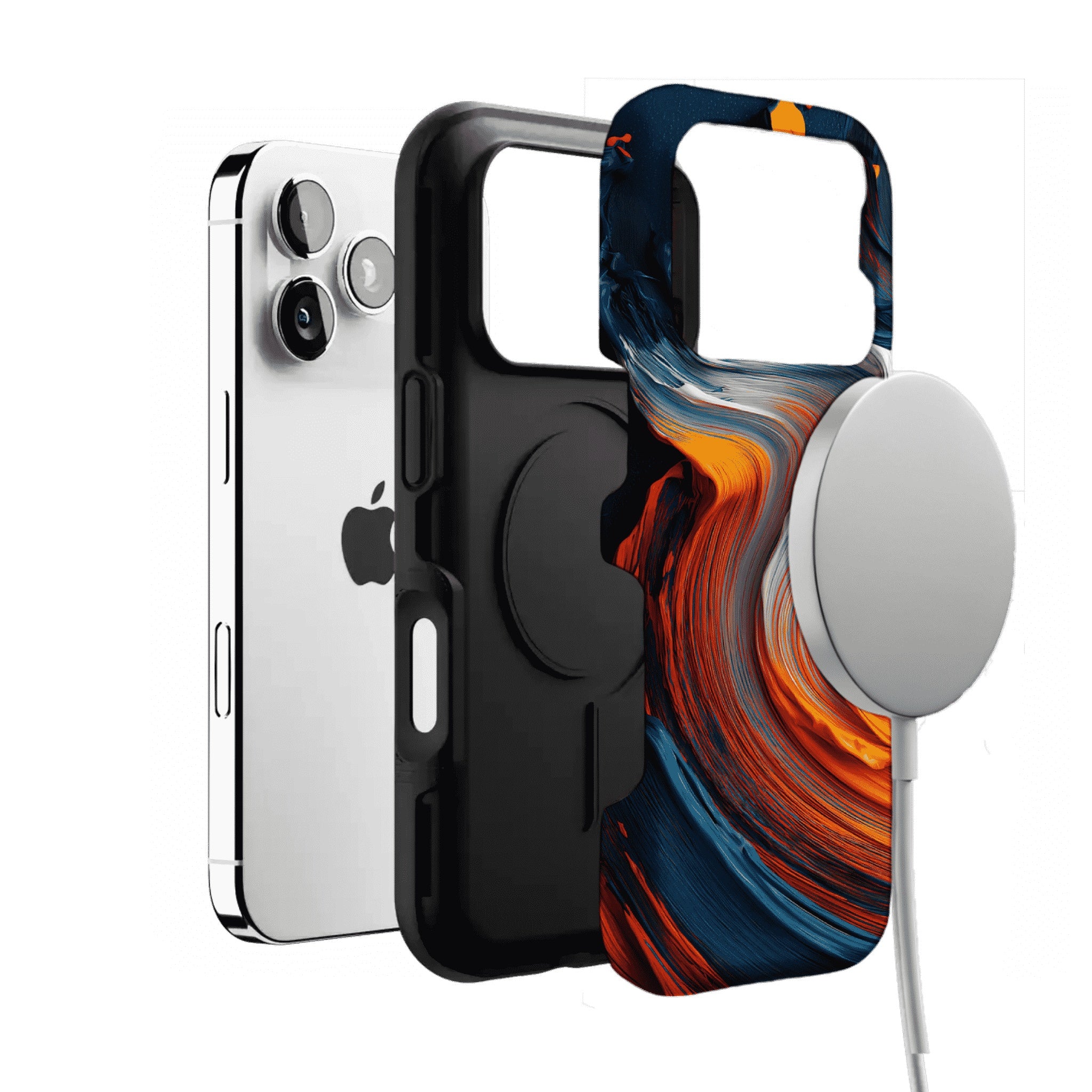 Impasto Swirl Fluid Paint Abstract Phone Case, Modern Art iPhone Protective Cover