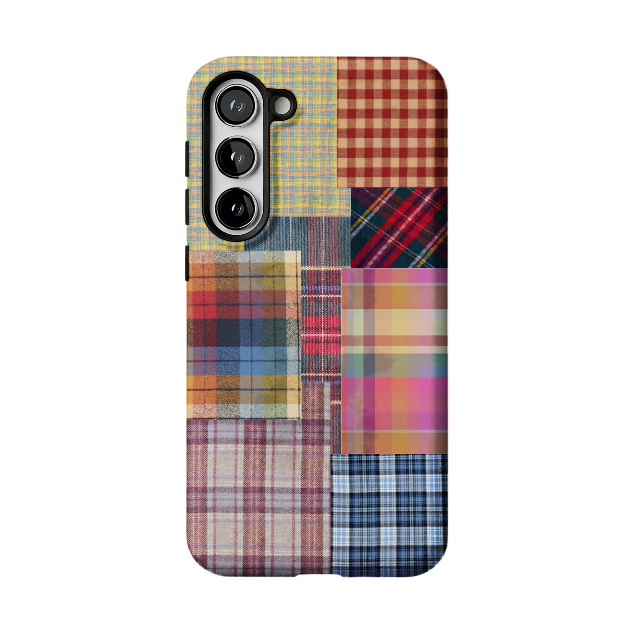 Patchwork Plaid Phone Case, Vintage Tartan Cover for iPhone