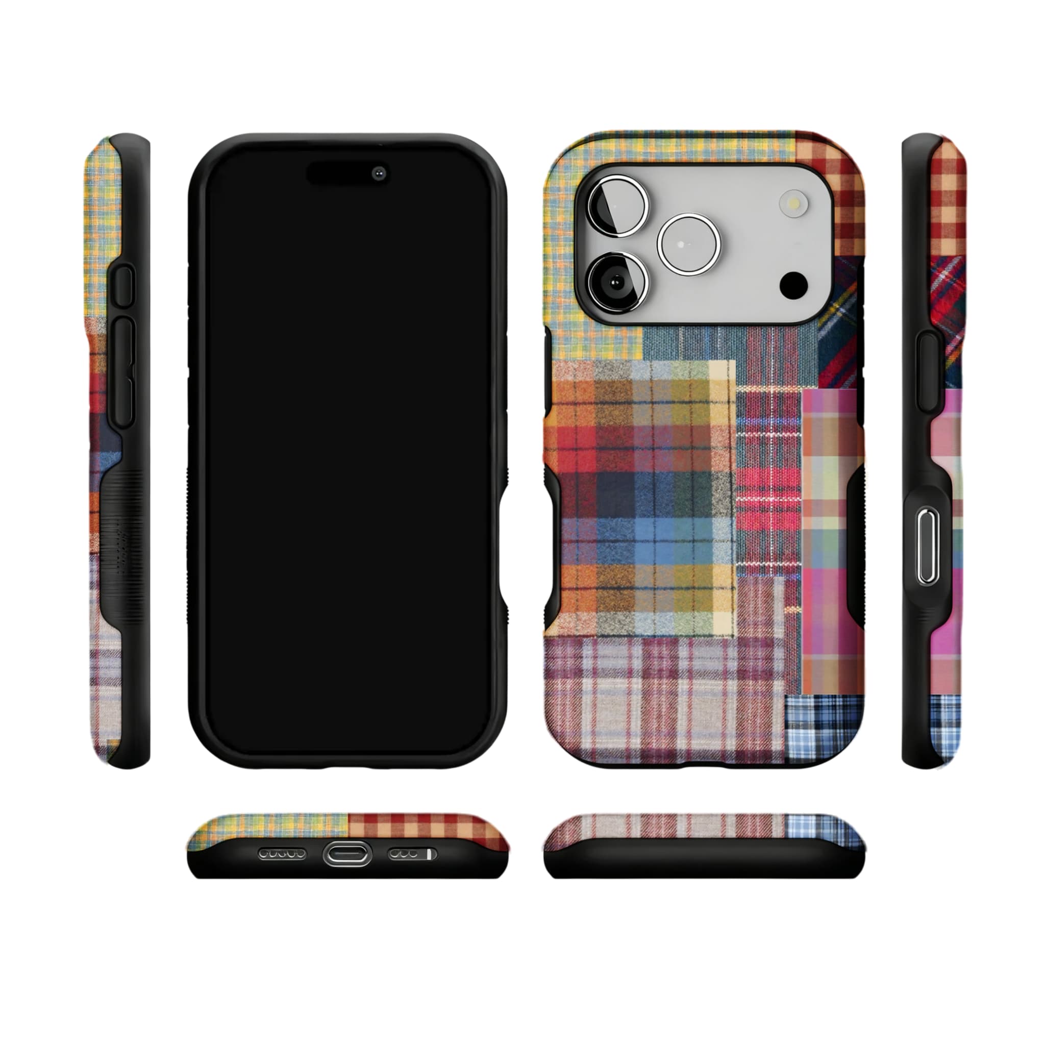 Patchwork Plaid Phone Case, Vintage Tartan Cover for iPhone