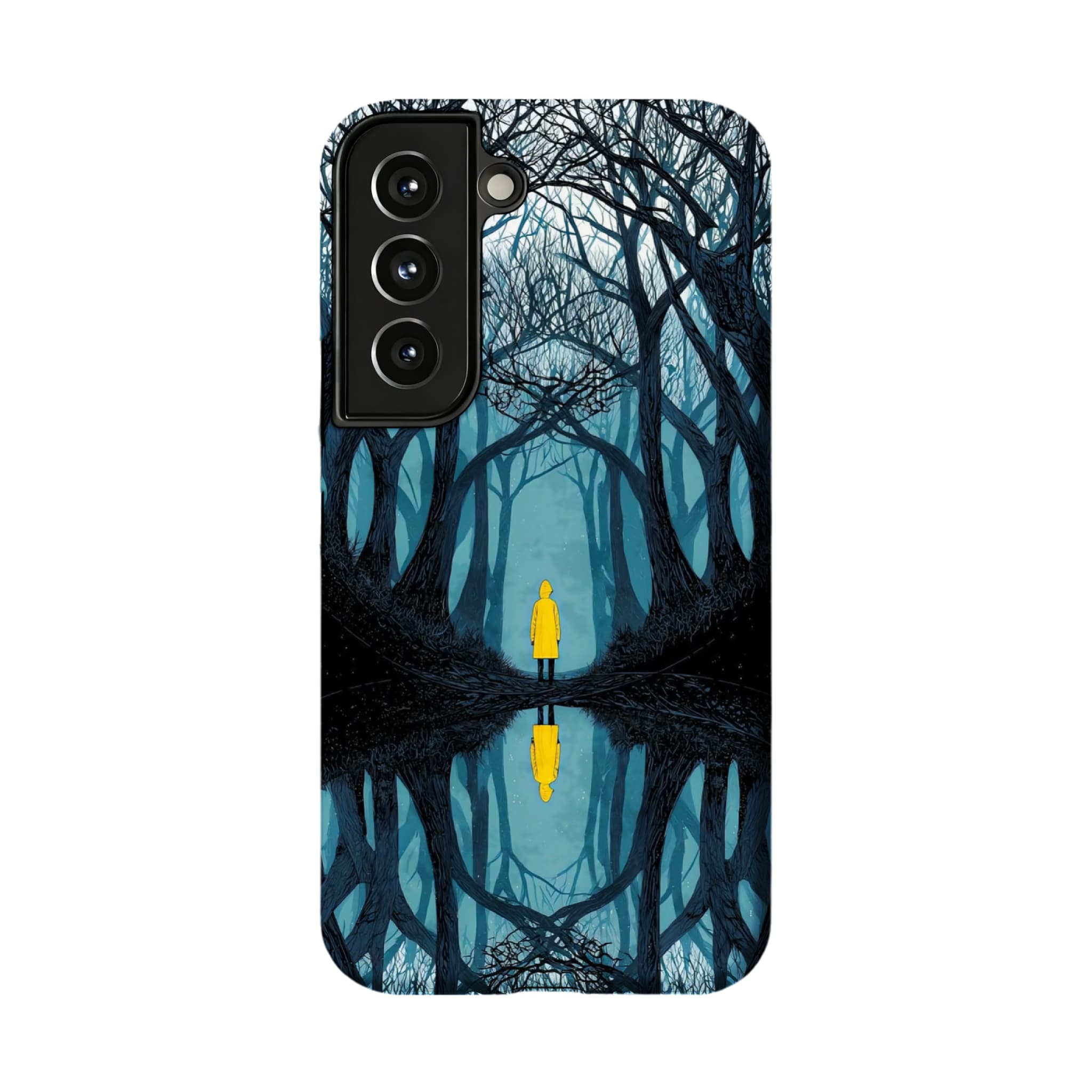 Dark Fairy Tale Forest Phone Case | Symmetric Yellow Raincoat Kid Shockproof Cover