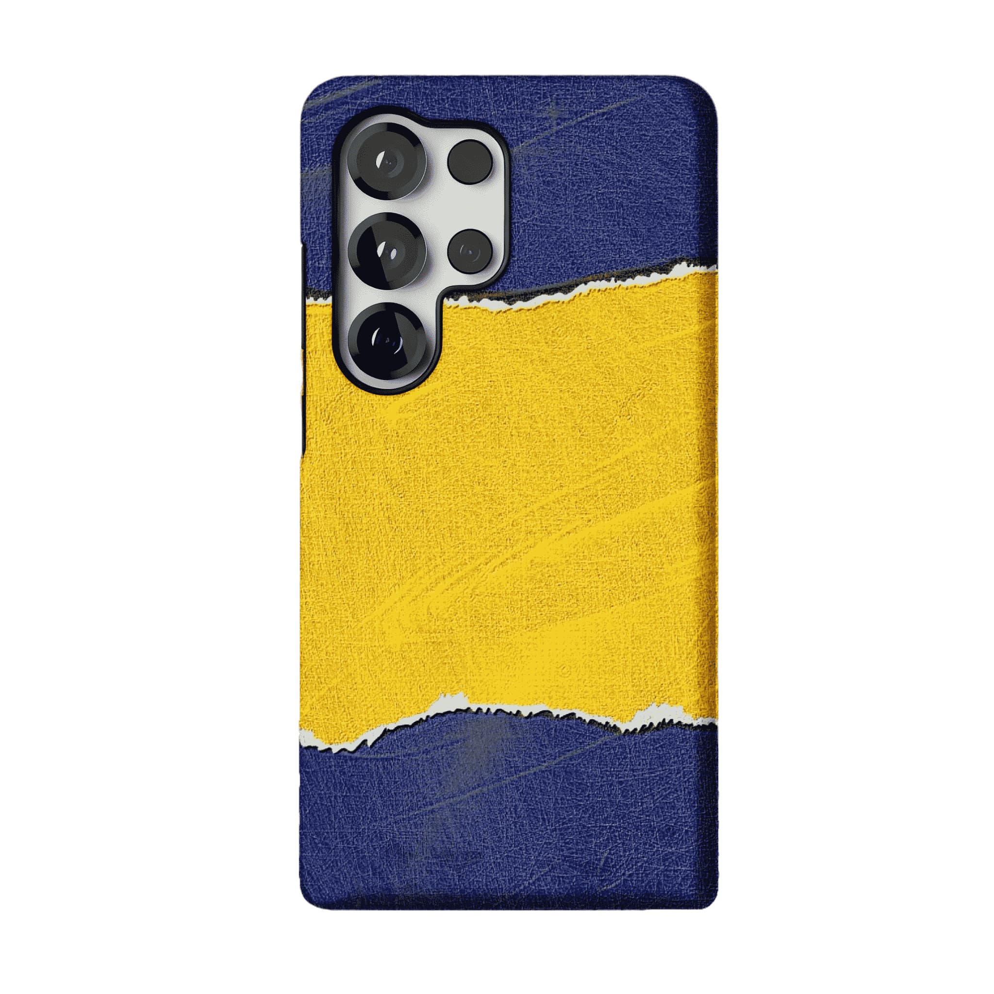 Blue Yellow Torn Paper Texture Phone Case, Shockproof Anti-slip iPhone Cover