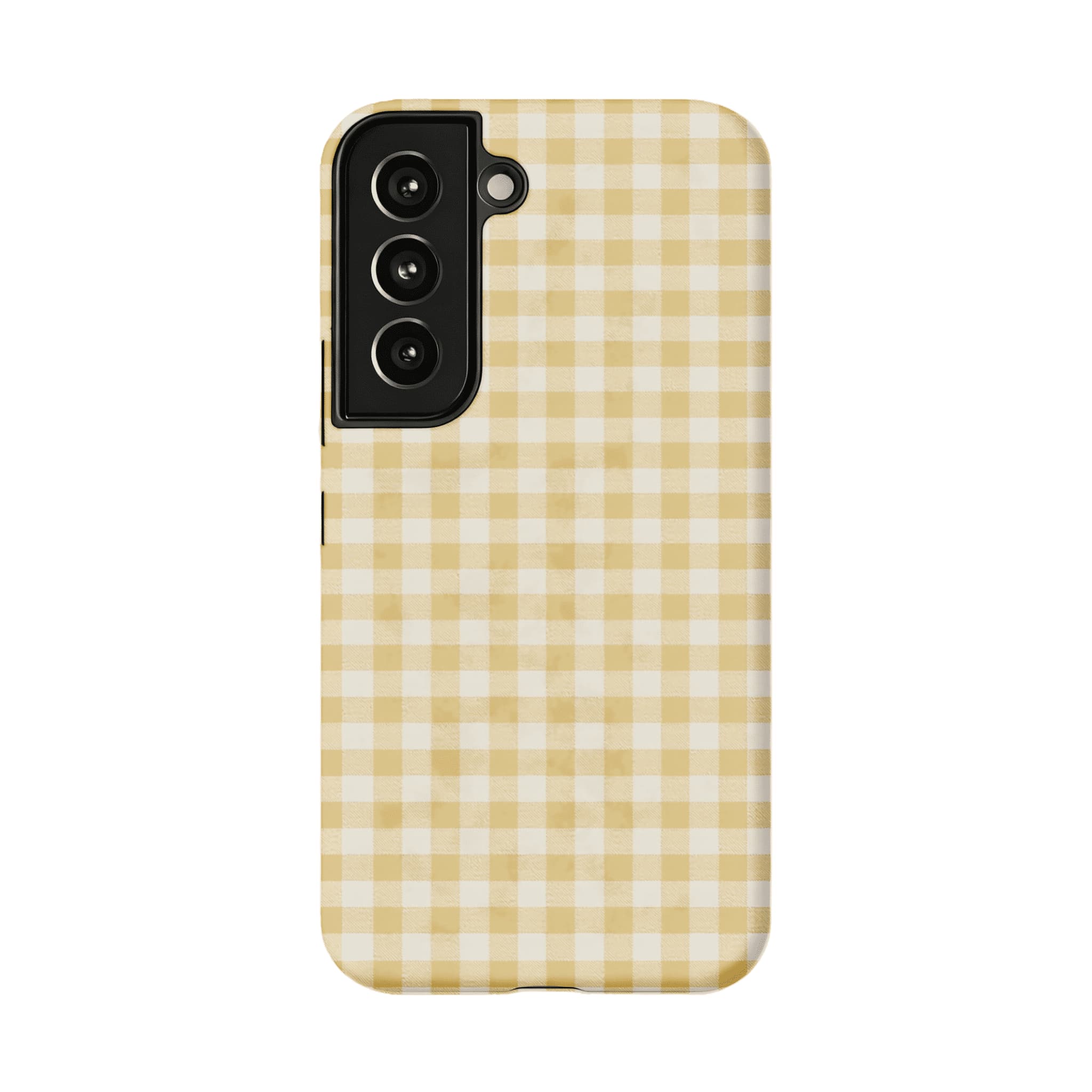 Cream Yellow Classic Gingham Plaid Shockproof Anti-slip iPhone Case