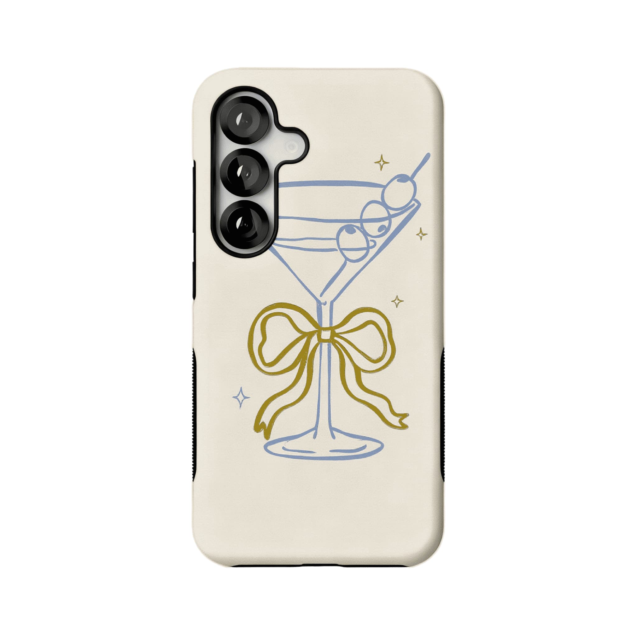 Pastel Blue Line Cocktail Golden Ribbon Cream Base Chic iPhone Cover