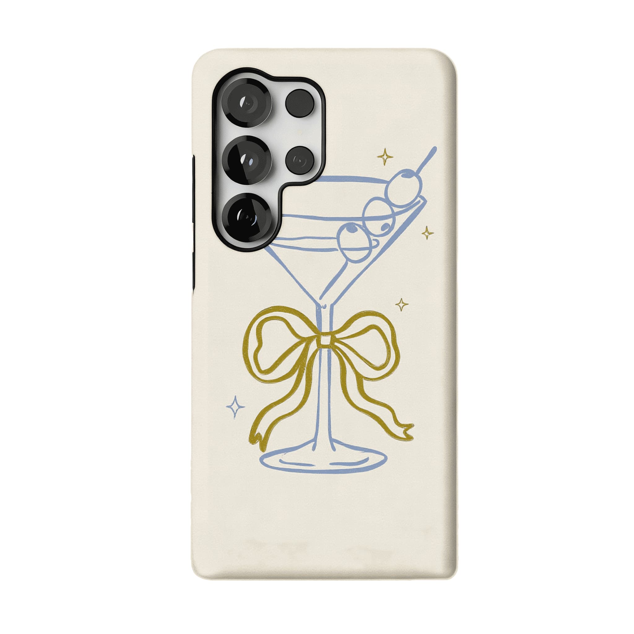 Pastel Blue Line Cocktail Golden Ribbon Cream Base Chic iPhone Cover
