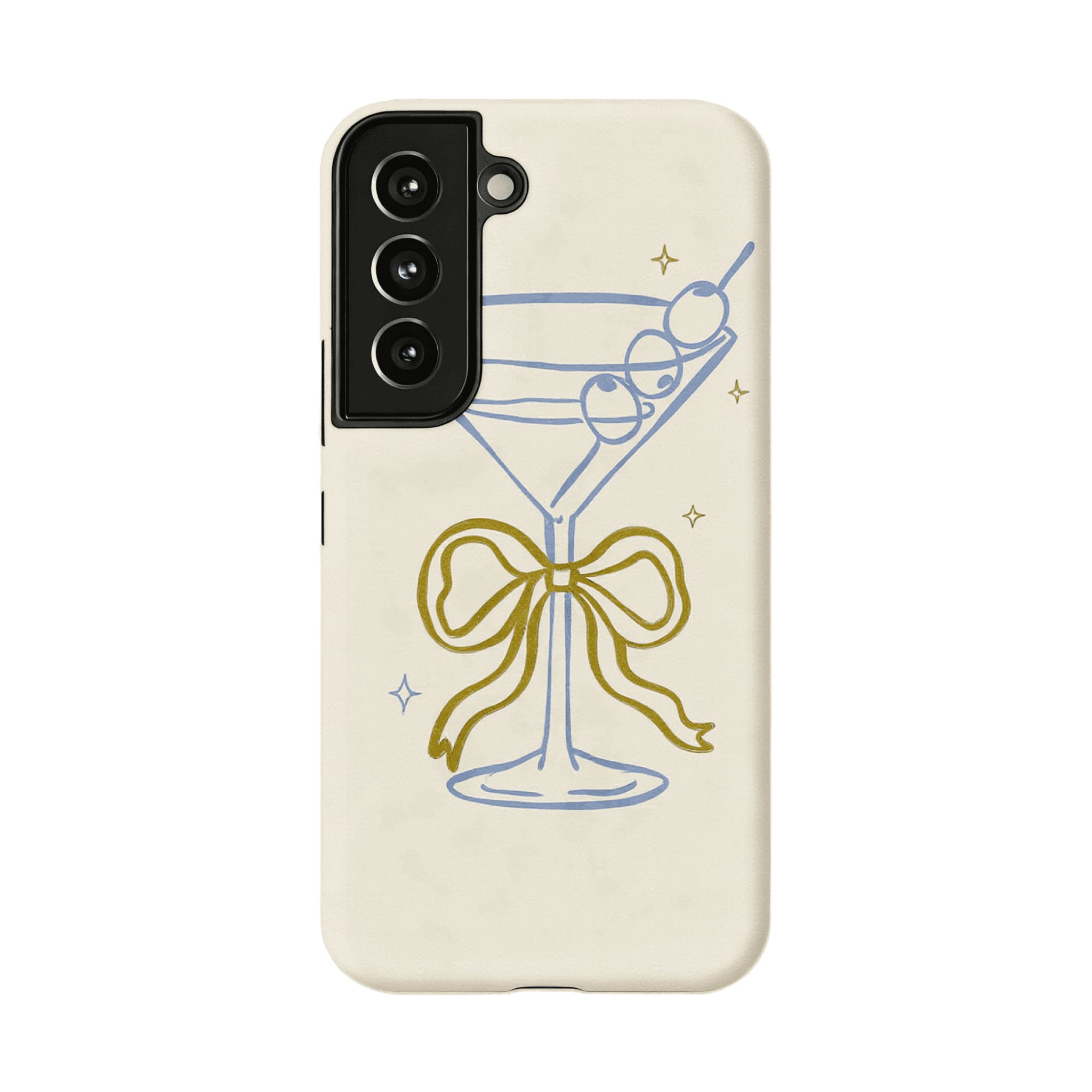 Pastel Blue Line Cocktail Golden Ribbon Cream Base Chic iPhone Cover