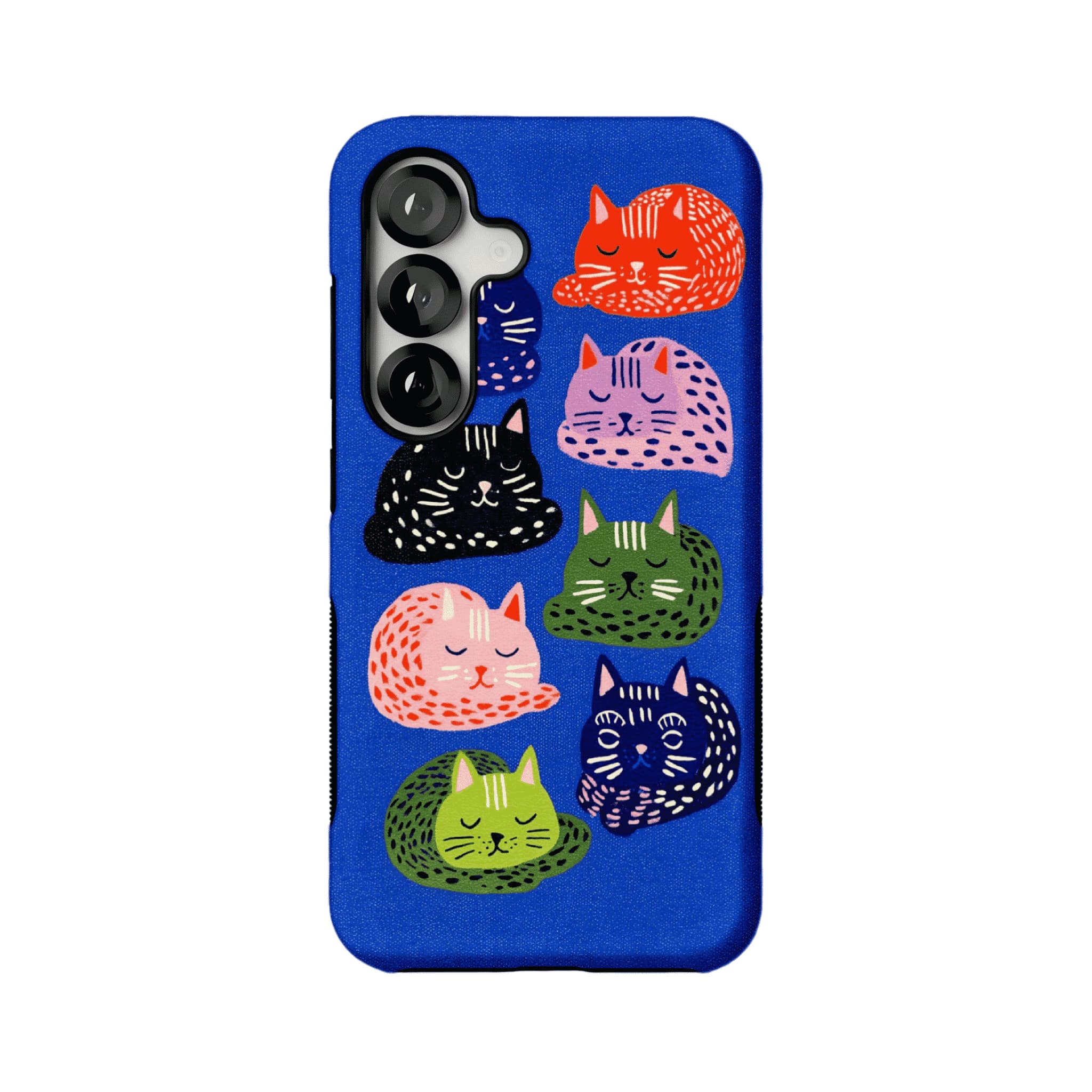 Cute Hand Drawn Napping Cats Shockproof Anti-slip Klein Blue iPhone Case