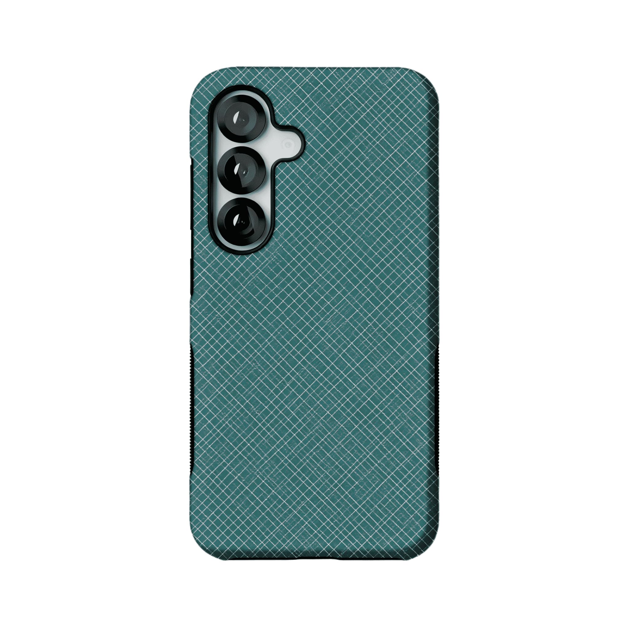 Teal White Tiny Cross Grid Linen Texture Shockproof Anti-slip iPhone Case