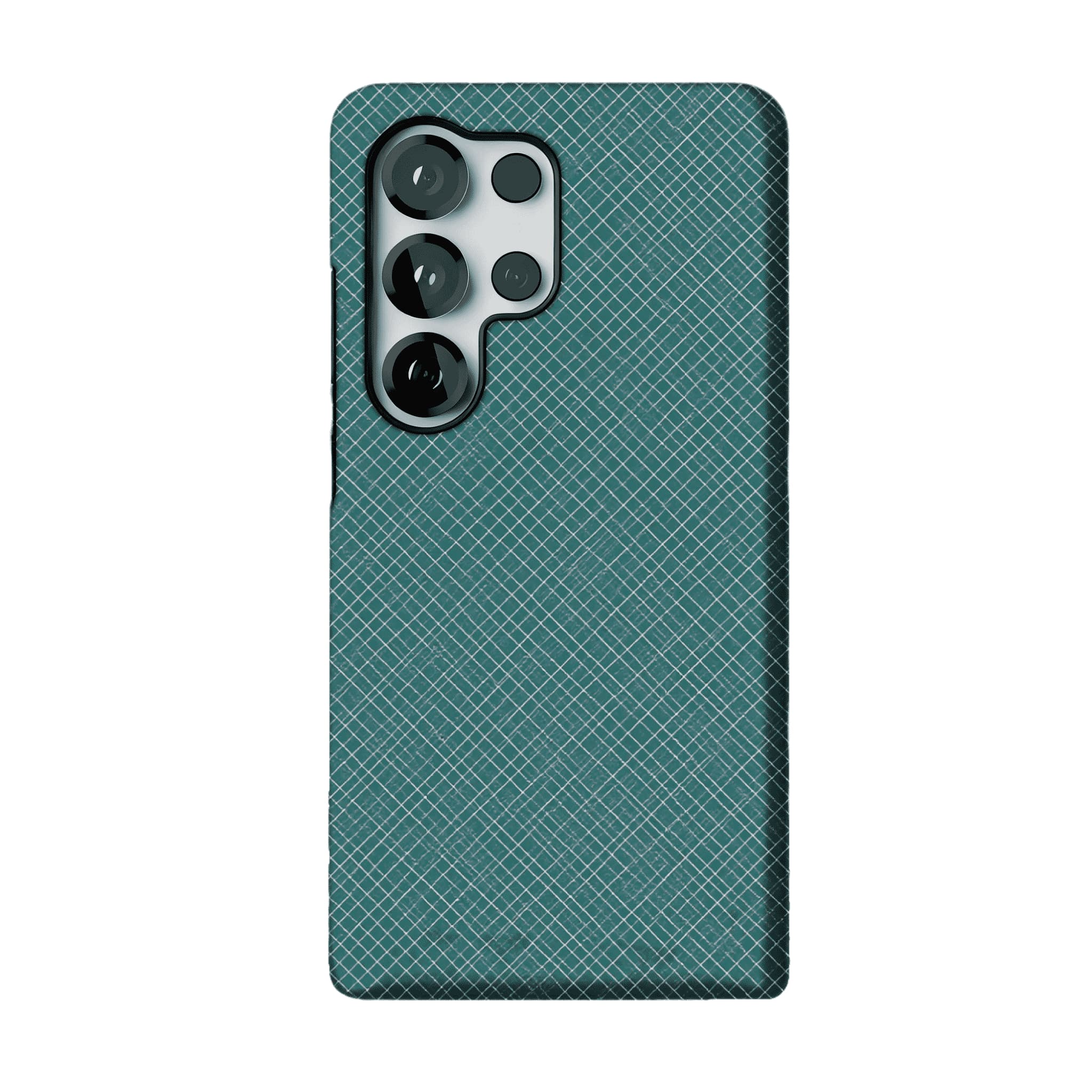 Teal White Tiny Cross Grid Linen Texture Shockproof Anti-slip iPhone Case
