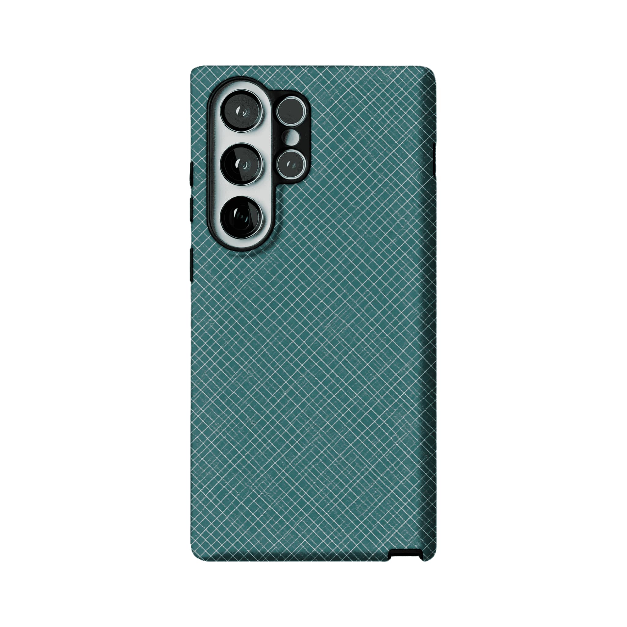 Teal White Tiny Cross Grid Linen Texture Shockproof Anti-slip iPhone Case