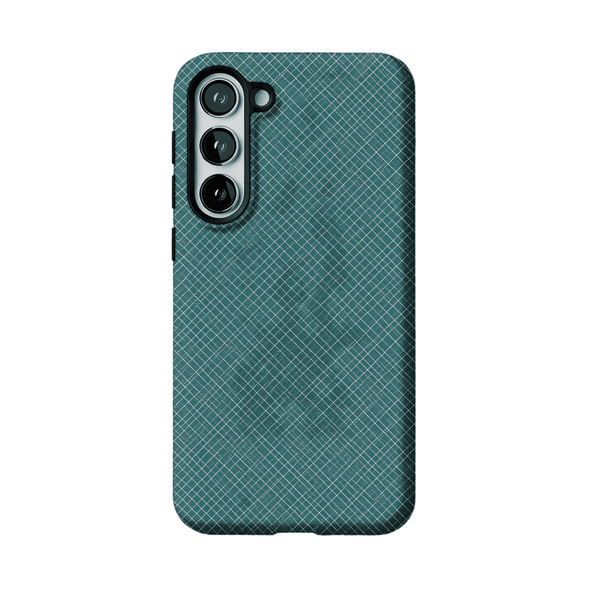 Teal White Tiny Cross Grid Linen Texture Shockproof Anti-slip iPhone Case