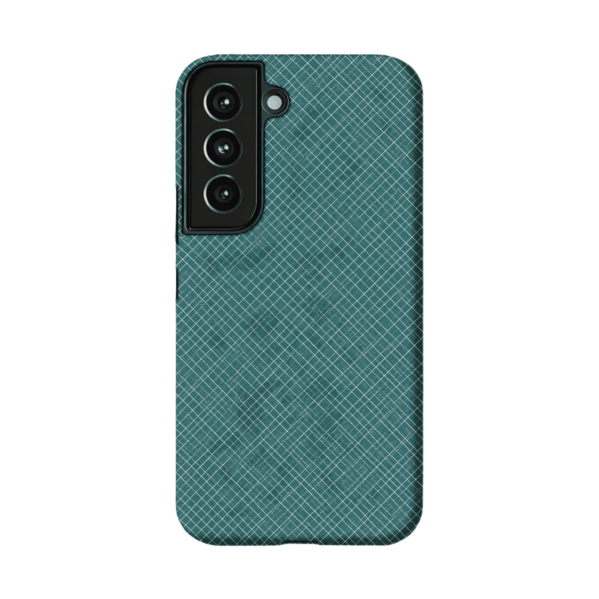 Teal White Tiny Cross Grid Linen Texture Shockproof Anti-slip iPhone Case
