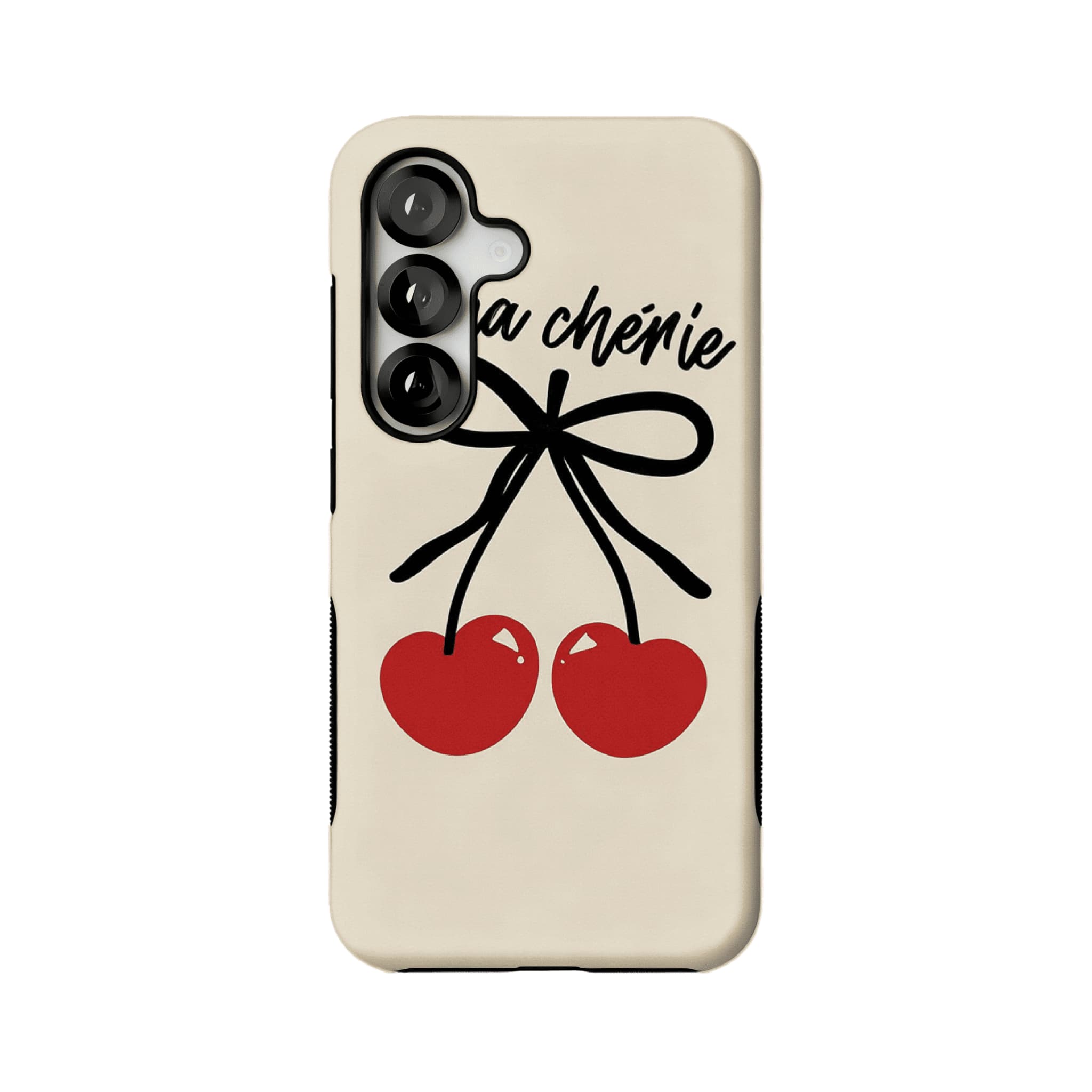 Hand Drawn Heart Cherry Black Bow Minimal Art Shockproof iPhone Case