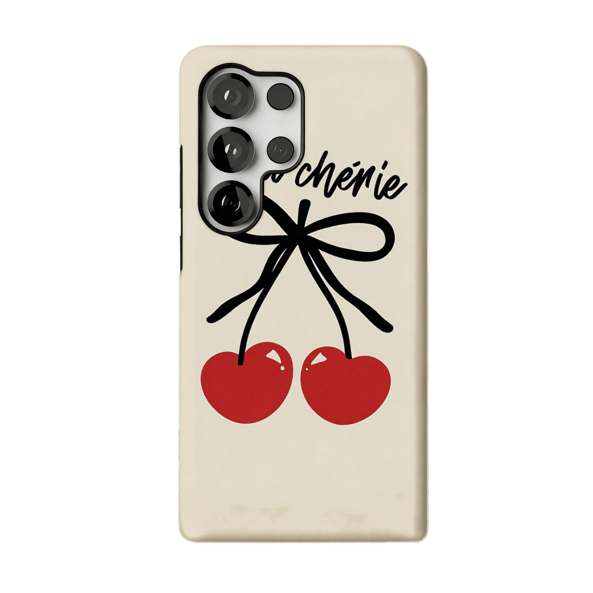Hand Drawn Heart Cherry Black Bow Minimal Art Shockproof iPhone Case