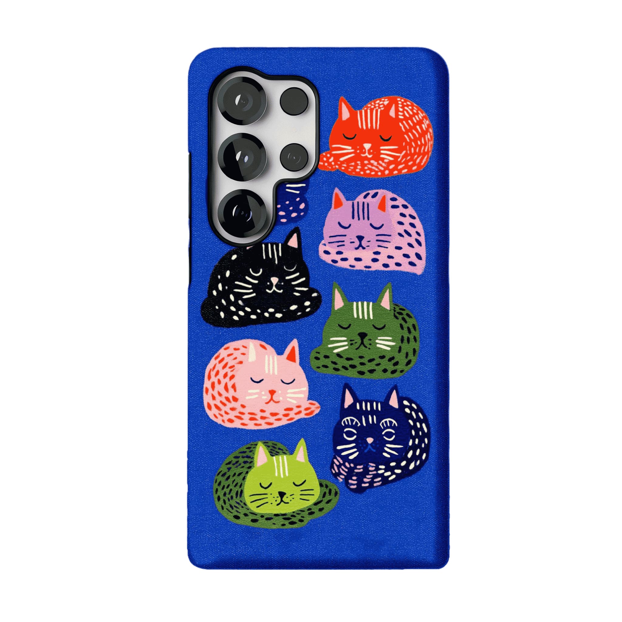 Cute Hand Drawn Napping Cats Shockproof Anti-slip Klein Blue iPhone Case