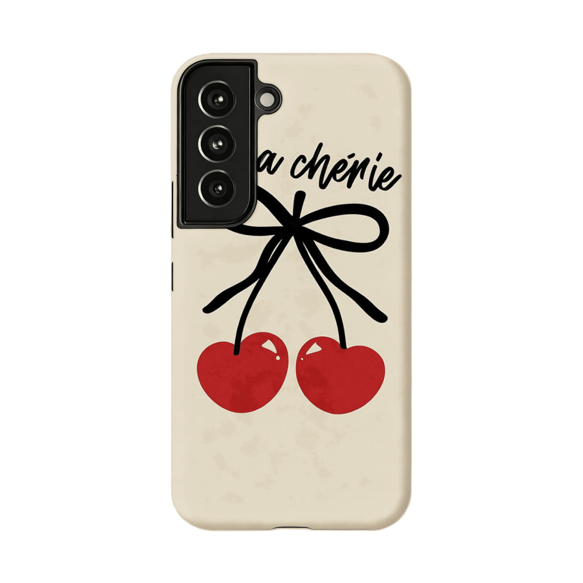 Hand Drawn Heart Cherry Black Bow Minimal Art Shockproof iPhone Case