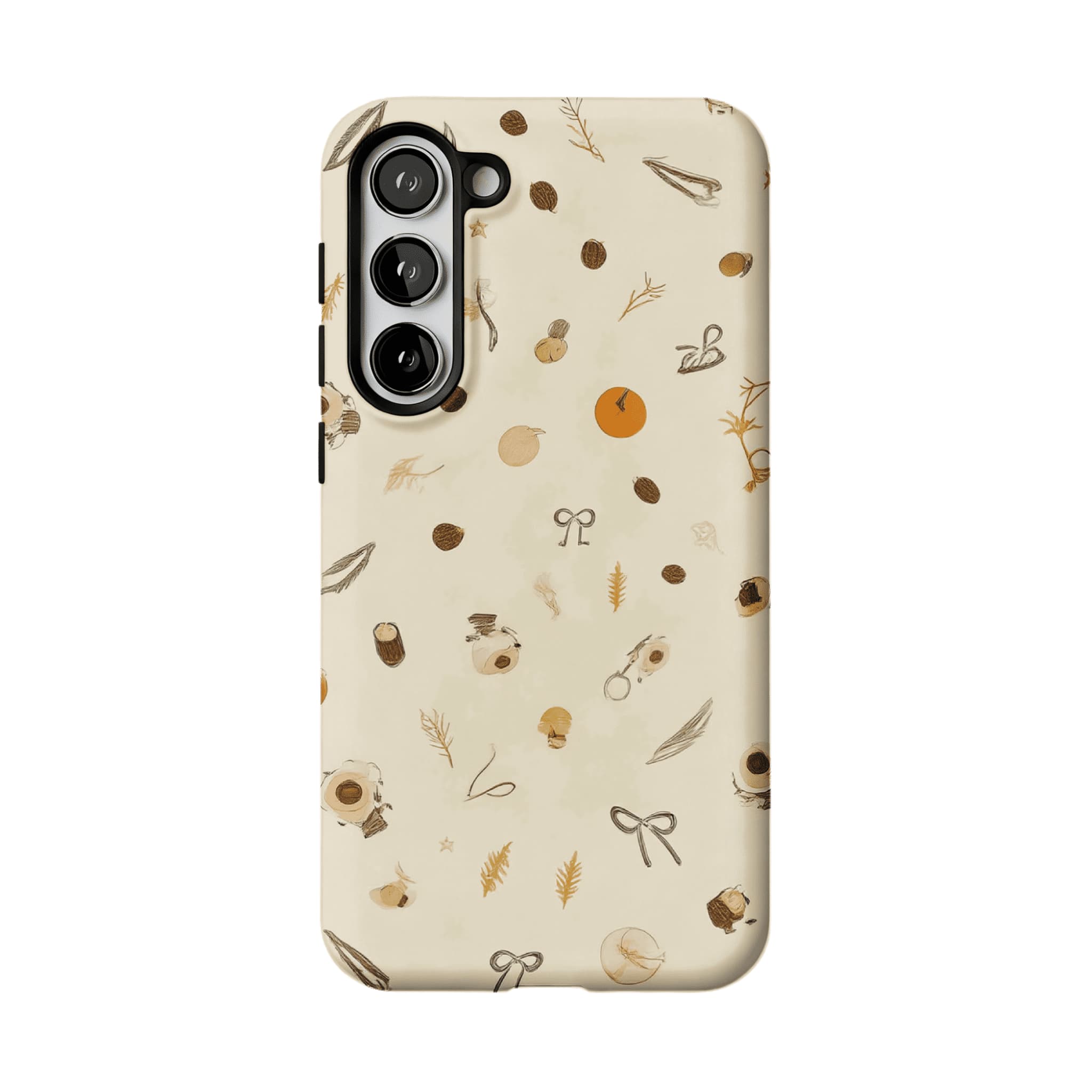 Neutral Warm Autumn Nut Leaf Sketch Shockproof Anti-slip iPhone Case