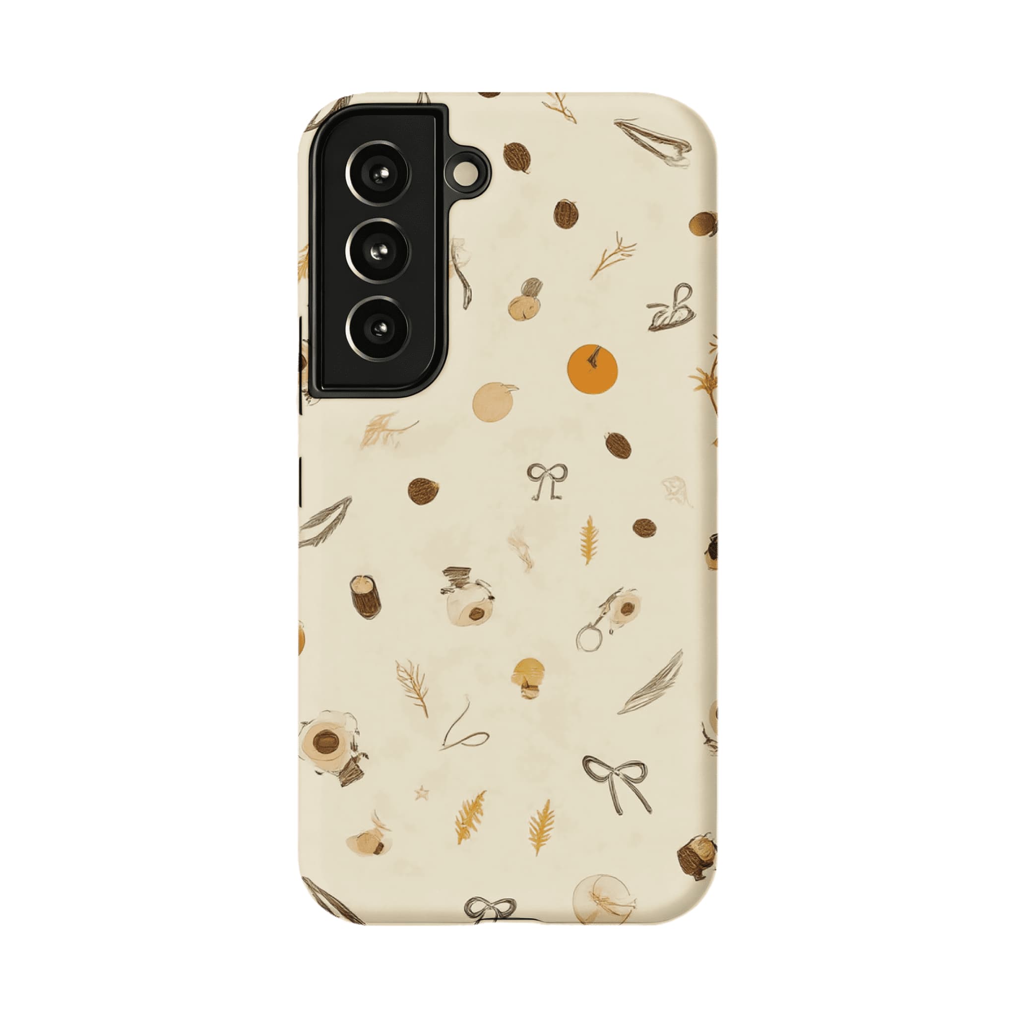 Neutral Warm Autumn Nut Leaf Sketch Shockproof Anti-slip iPhone Case