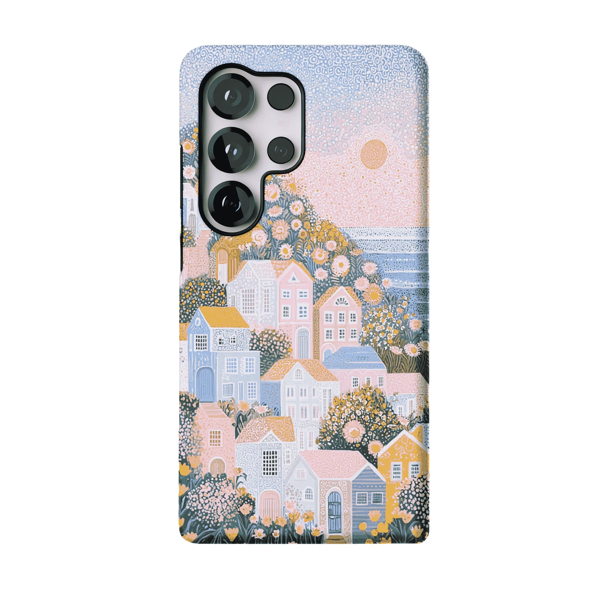 Cute Floral Hillside Cottage Shockproof Anti-slip Pastel iPhone Case