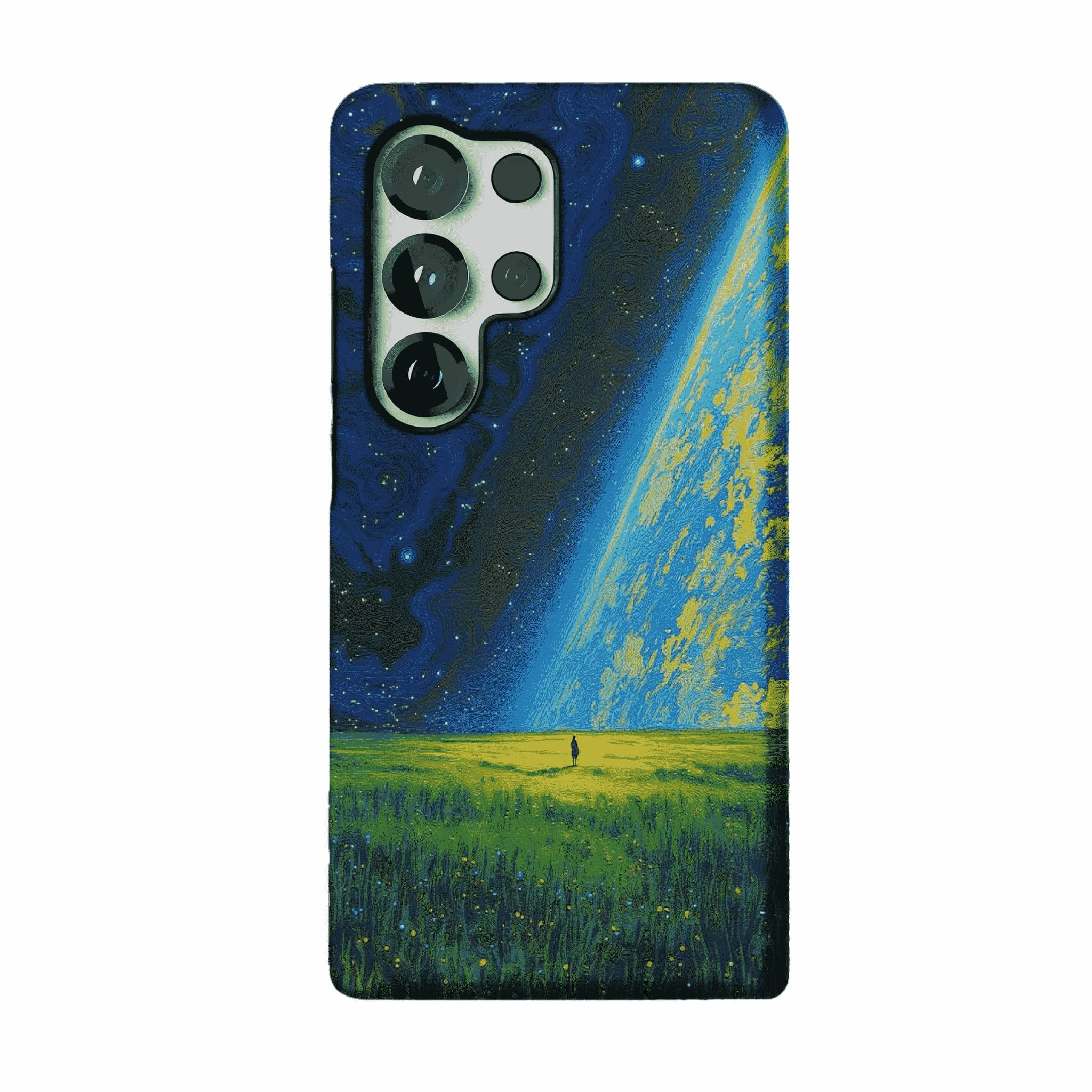 Swirl Nebula Lone Man Meadow Phone Case, Shockproof Anti-slip iPhone Cover