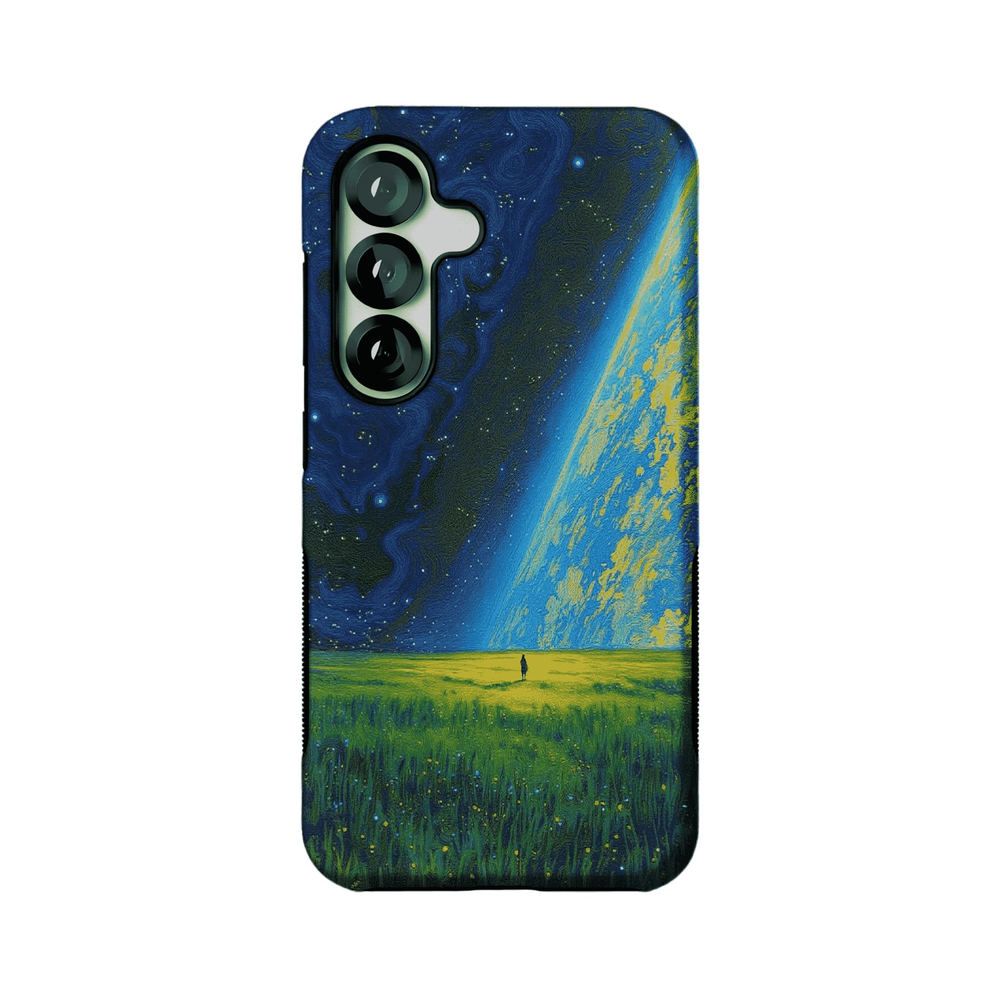 Swirl Nebula Lone Man Meadow Phone Case, Shockproof Anti-slip iPhone Cover