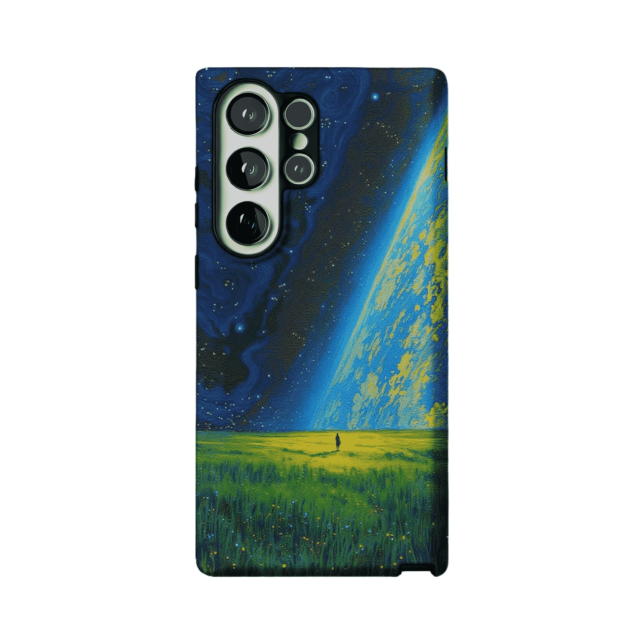 Swirl Nebula Lone Man Meadow Phone Case, Shockproof Anti-slip iPhone Cover