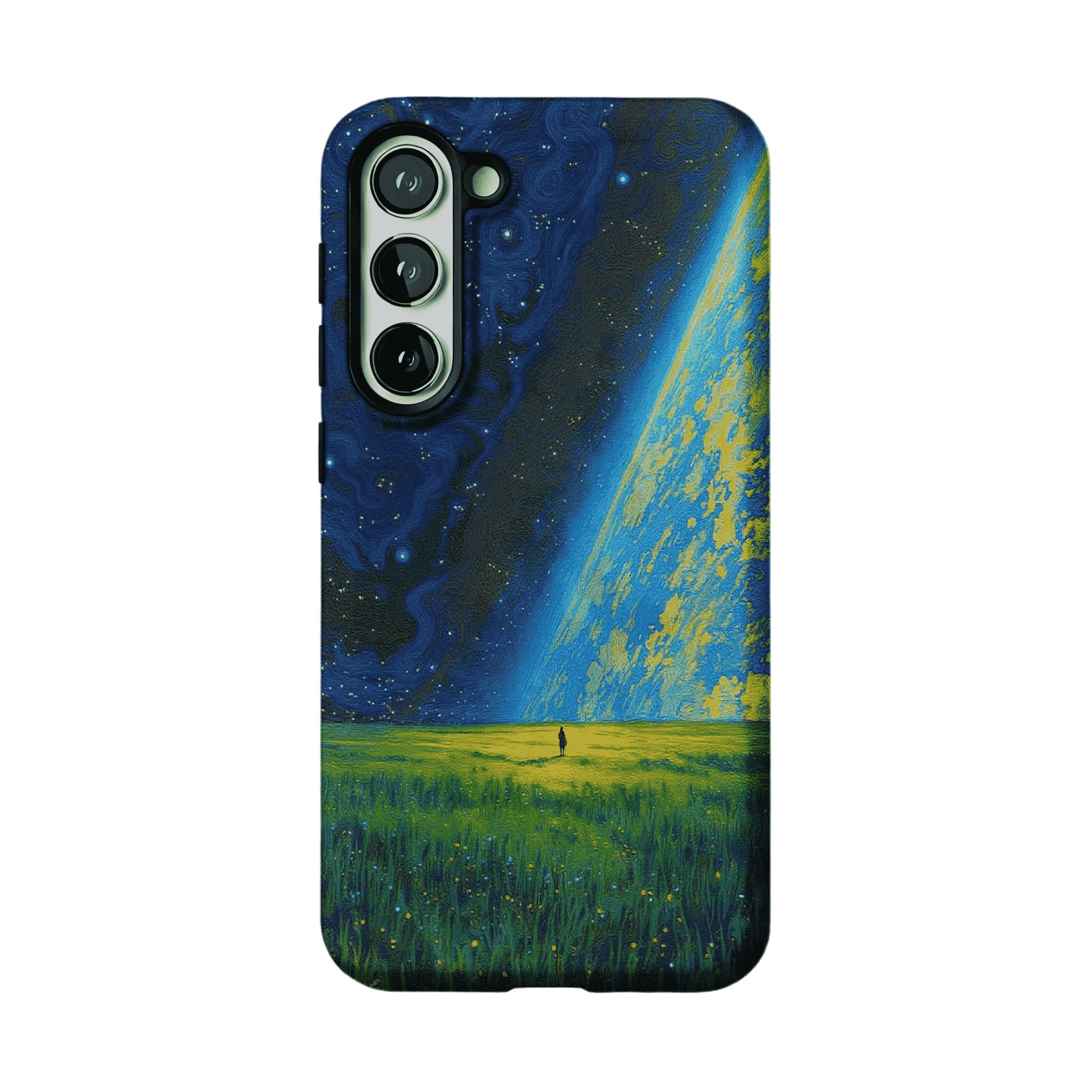 Swirl Nebula Lone Man Meadow Phone Case, Shockproof Anti-slip iPhone Cover