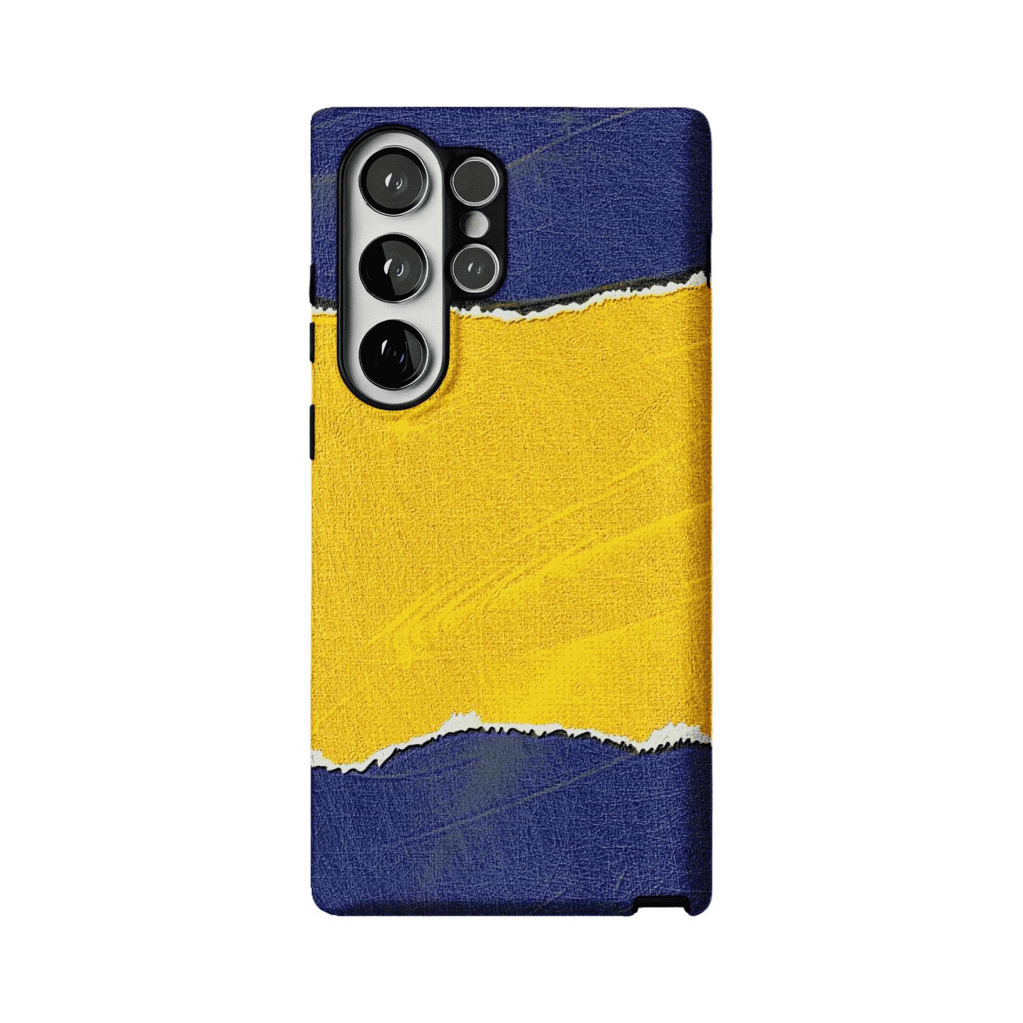 Blue Yellow Torn Paper Texture Phone Case, Shockproof Anti-slip iPhone Cover