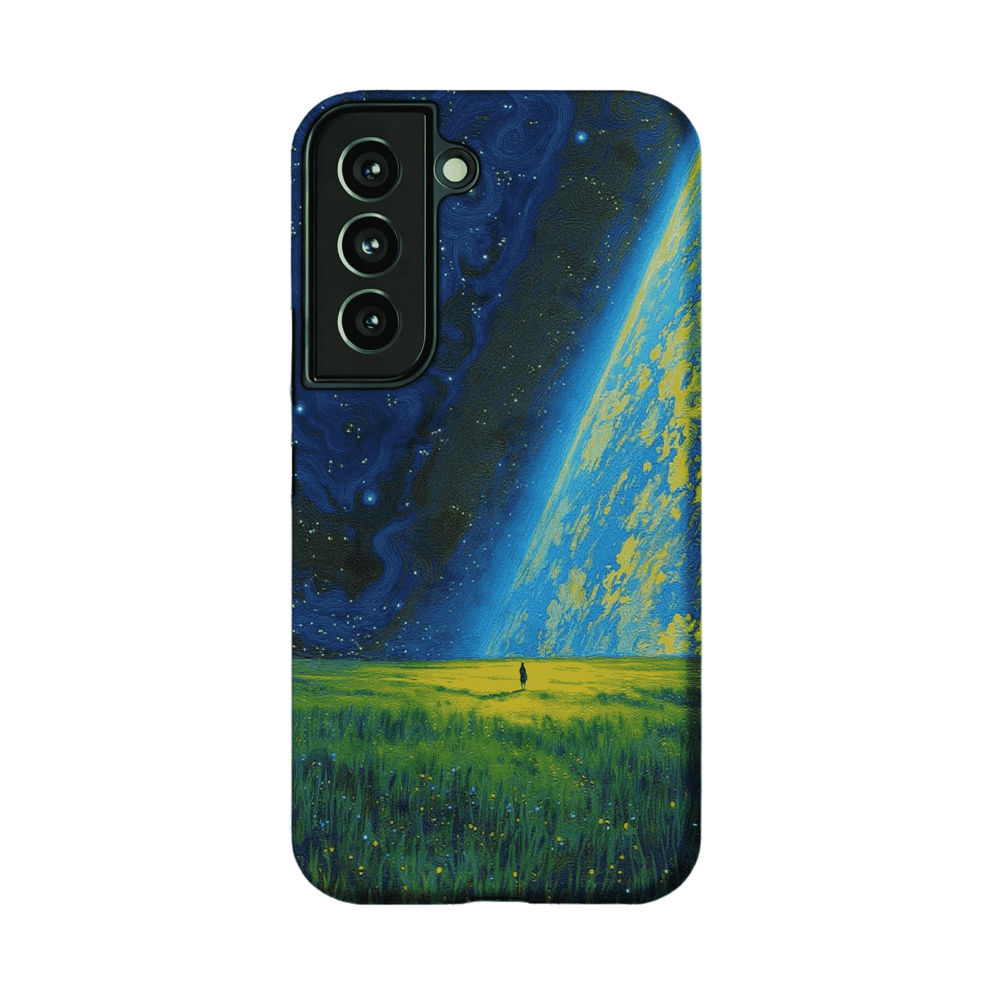 Swirl Nebula Lone Man Meadow Phone Case, Shockproof Anti-slip iPhone Cover