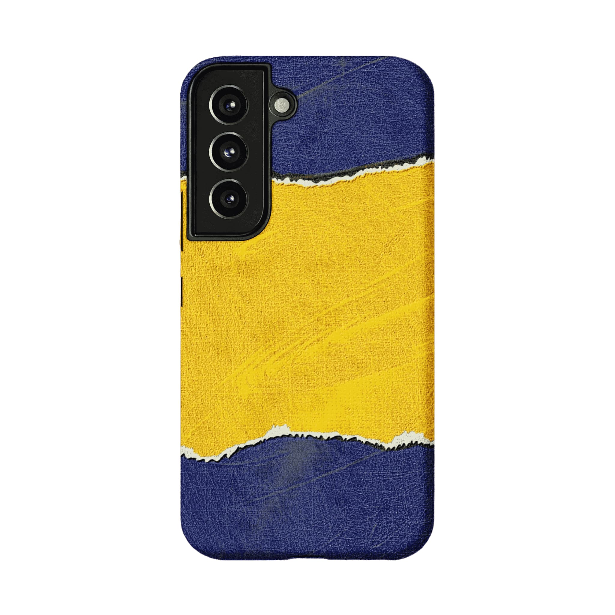 Blue Yellow Torn Paper Texture Phone Case, Shockproof Anti-slip iPhone Cover
