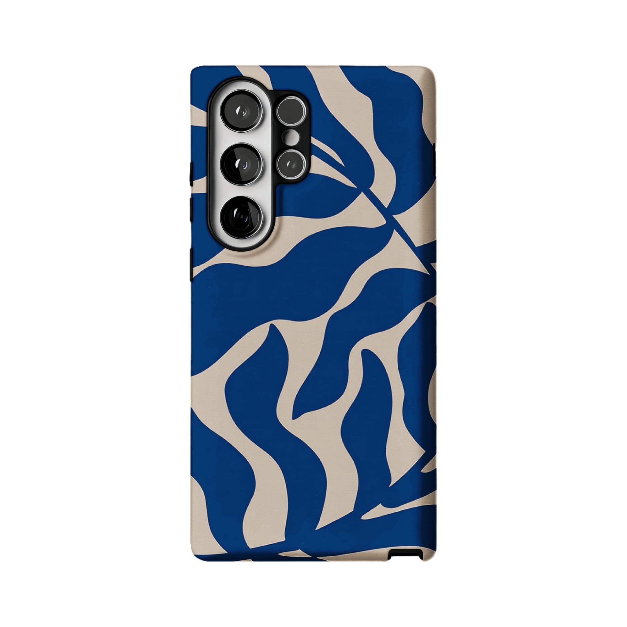 Klein Blue Beige Irregular Curved Wave Abstract Art Shockproof iPhone Case
