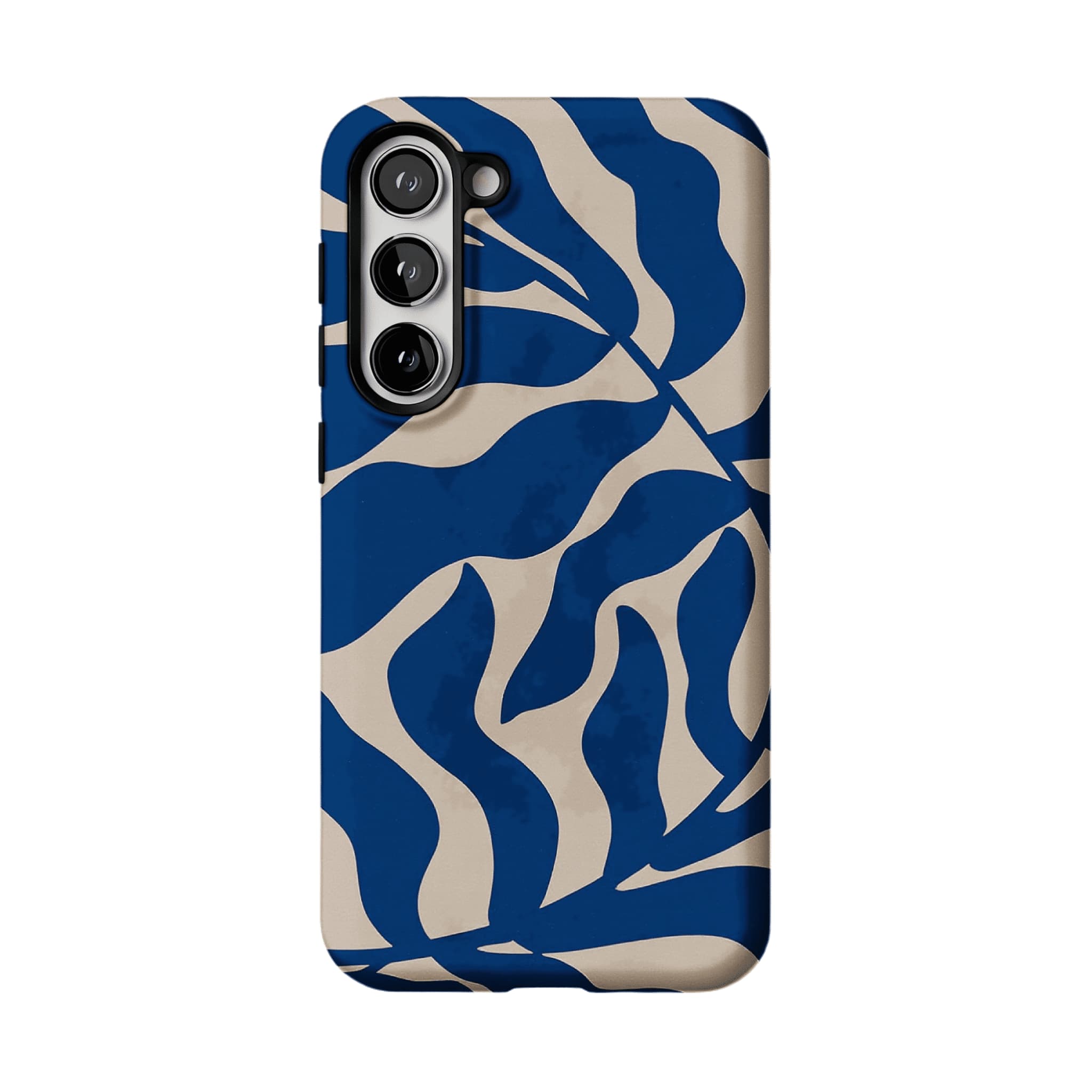 Klein Blue Beige Irregular Curved Wave Abstract Art Shockproof iPhone Case