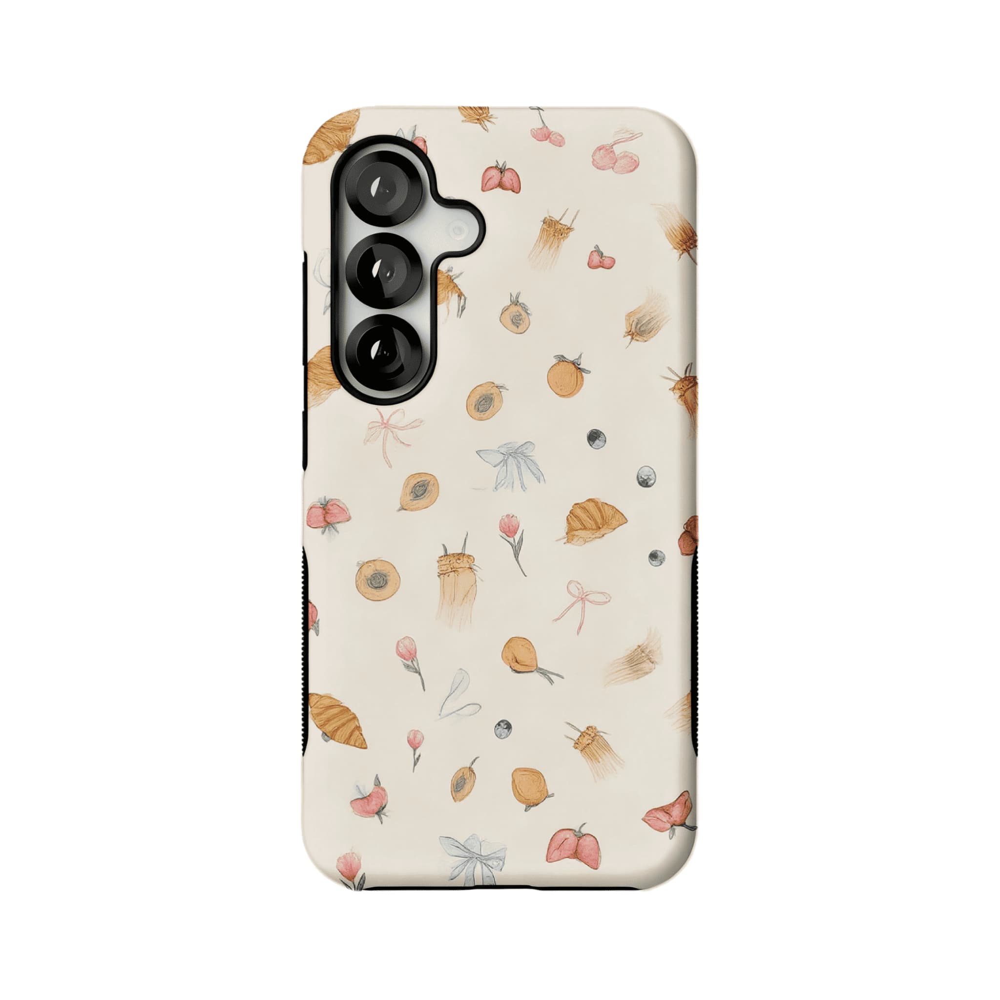 Cream Base Hand Drawn Afternoon Tea Element Shockproof Anti-slip iPhone Case