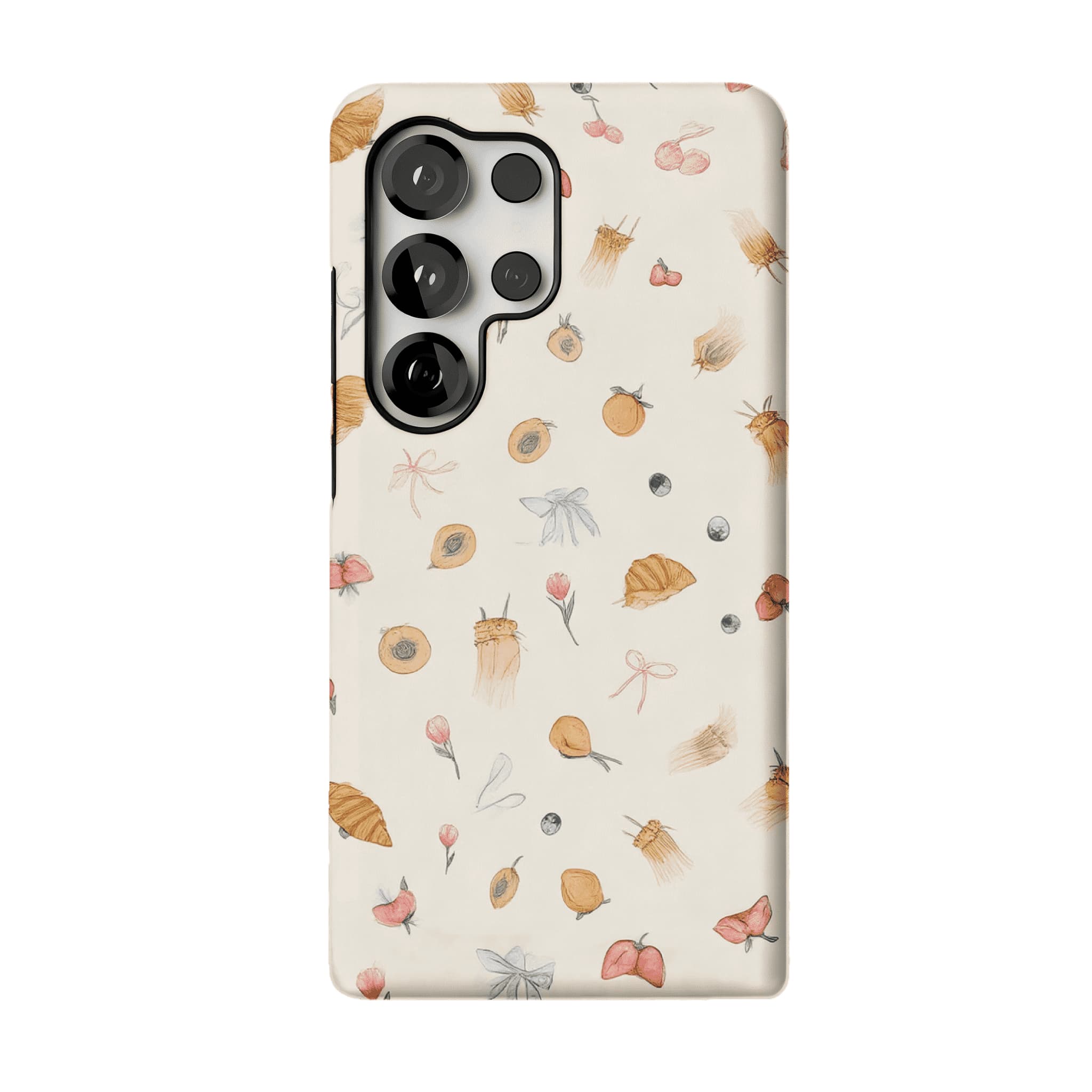 Cream Base Hand Drawn Afternoon Tea Element Shockproof Anti-slip iPhone Case
