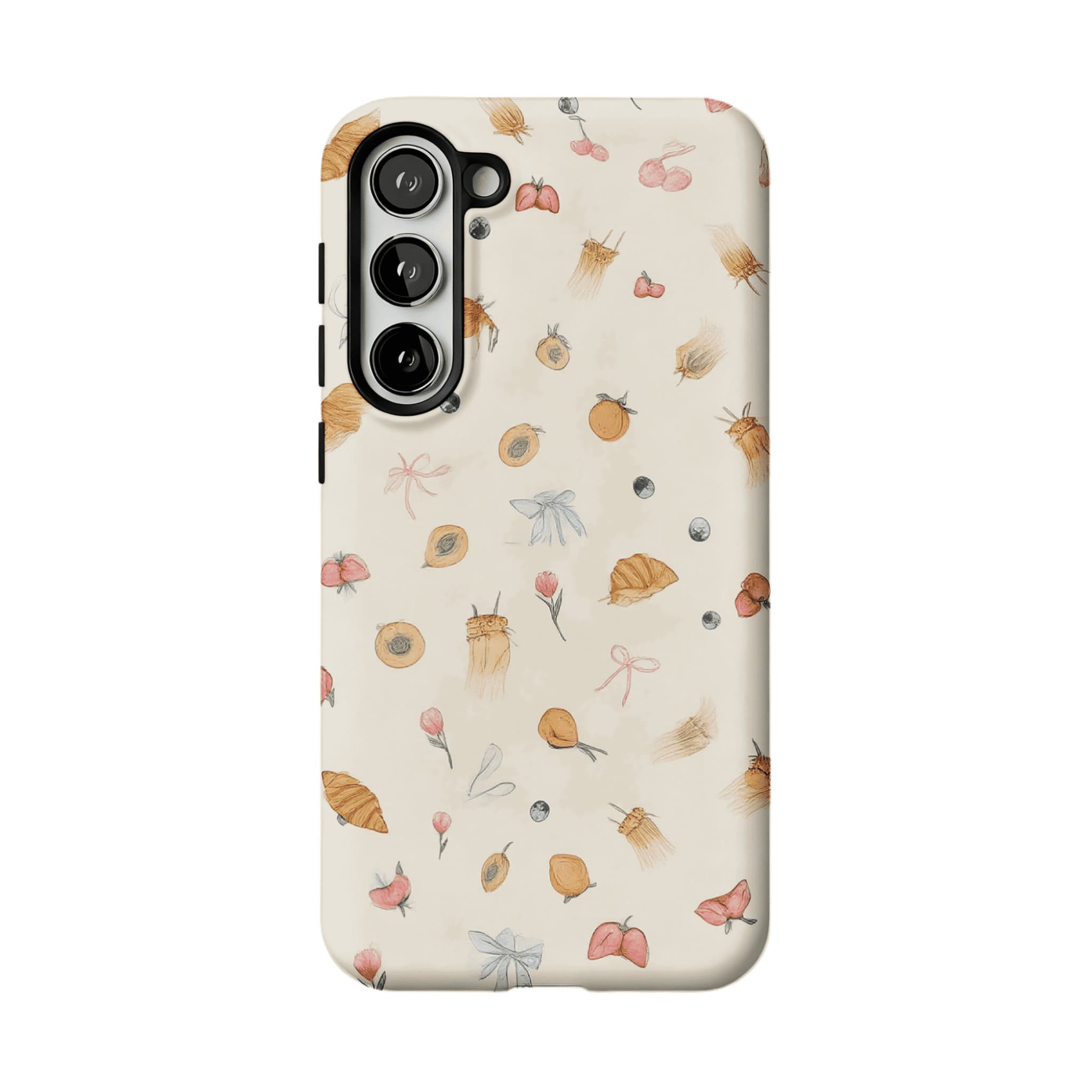 Cream Base Hand Drawn Afternoon Tea Element Shockproof Anti-slip iPhone Case