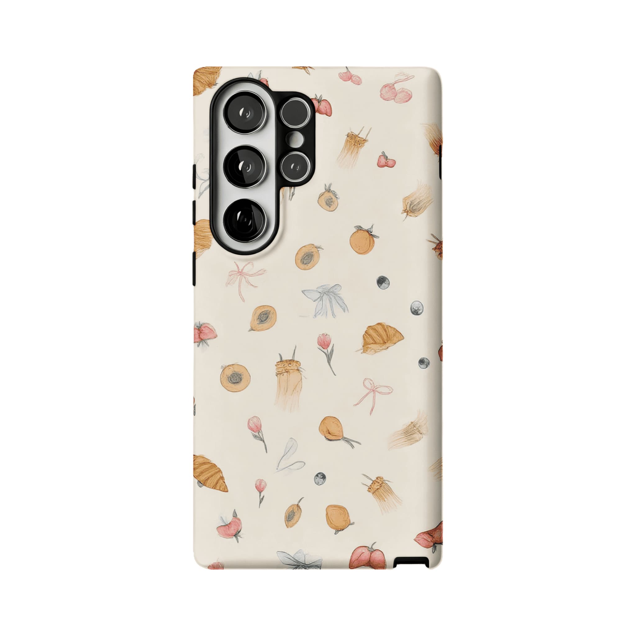 Cream Base Hand Drawn Afternoon Tea Element Shockproof Anti-slip iPhone Case