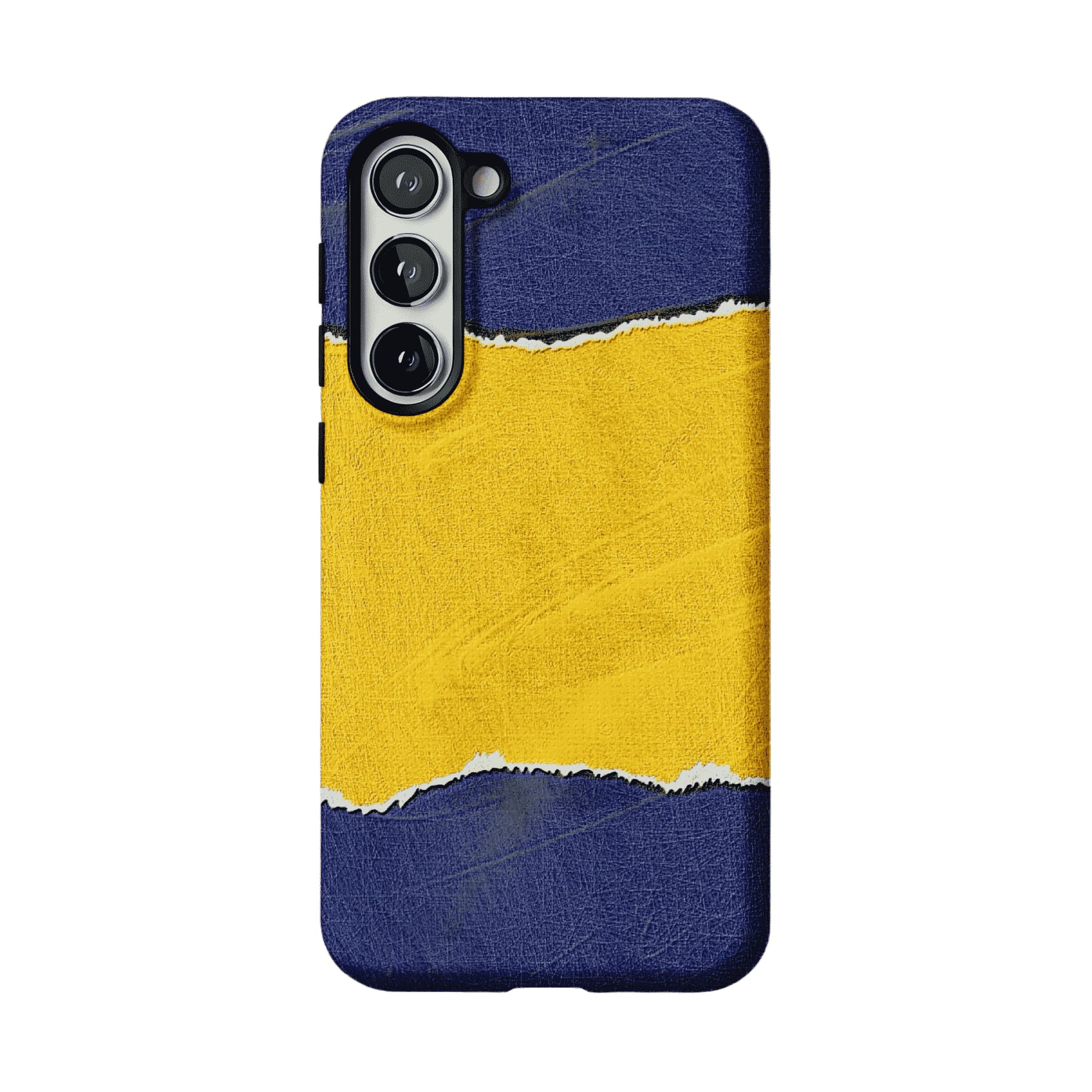 Blue Yellow Torn Paper Texture Phone Case, Shockproof Anti-slip iPhone Cover