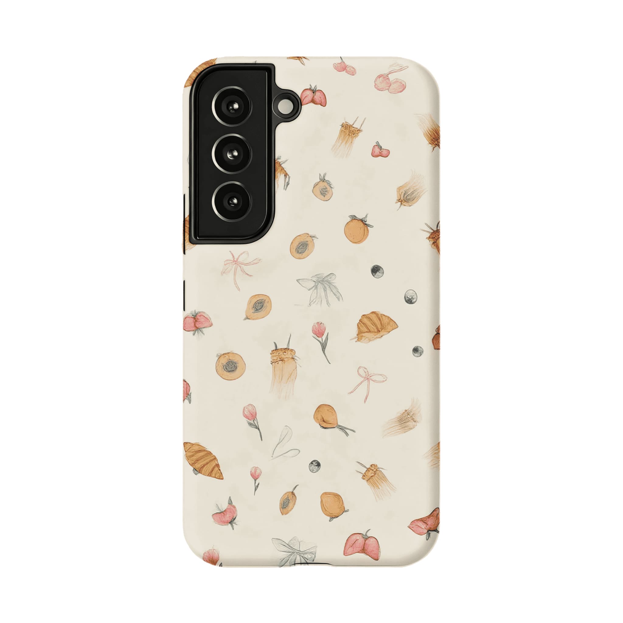 Cream Base Hand Drawn Afternoon Tea Element Shockproof Anti-slip iPhone Case
