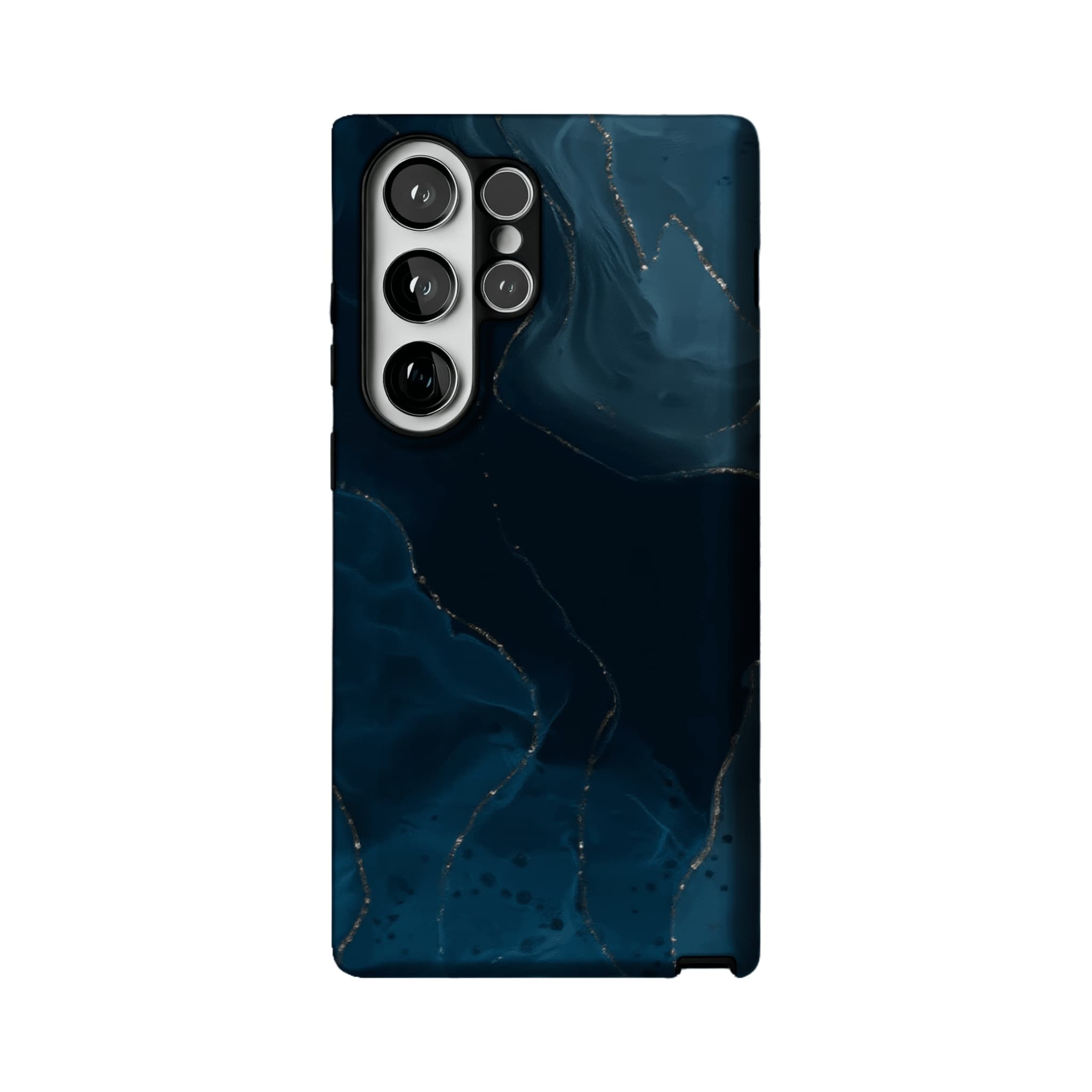 Luxury Deep Blue Gold Foil Marble Texture Minimal iPhone Cover