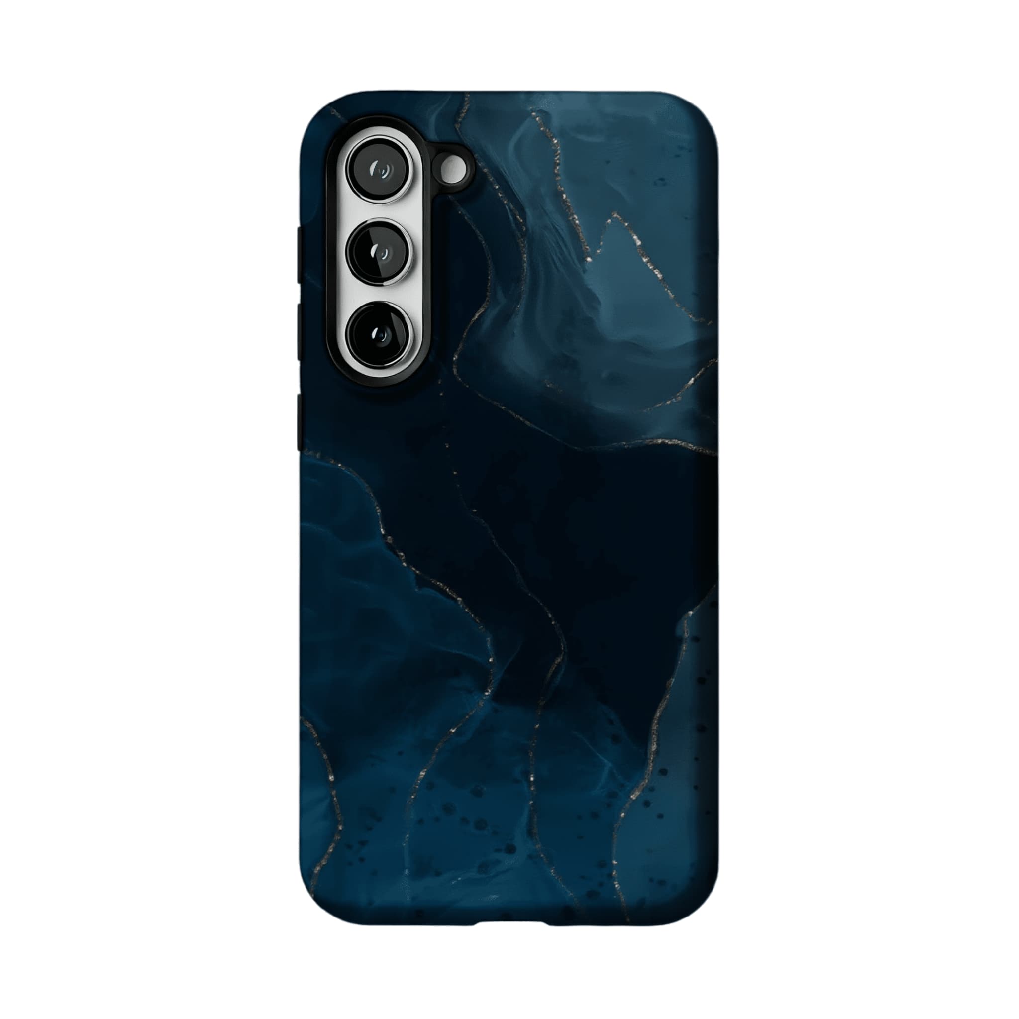Luxury Deep Blue Gold Foil Marble Texture Minimal iPhone Cover