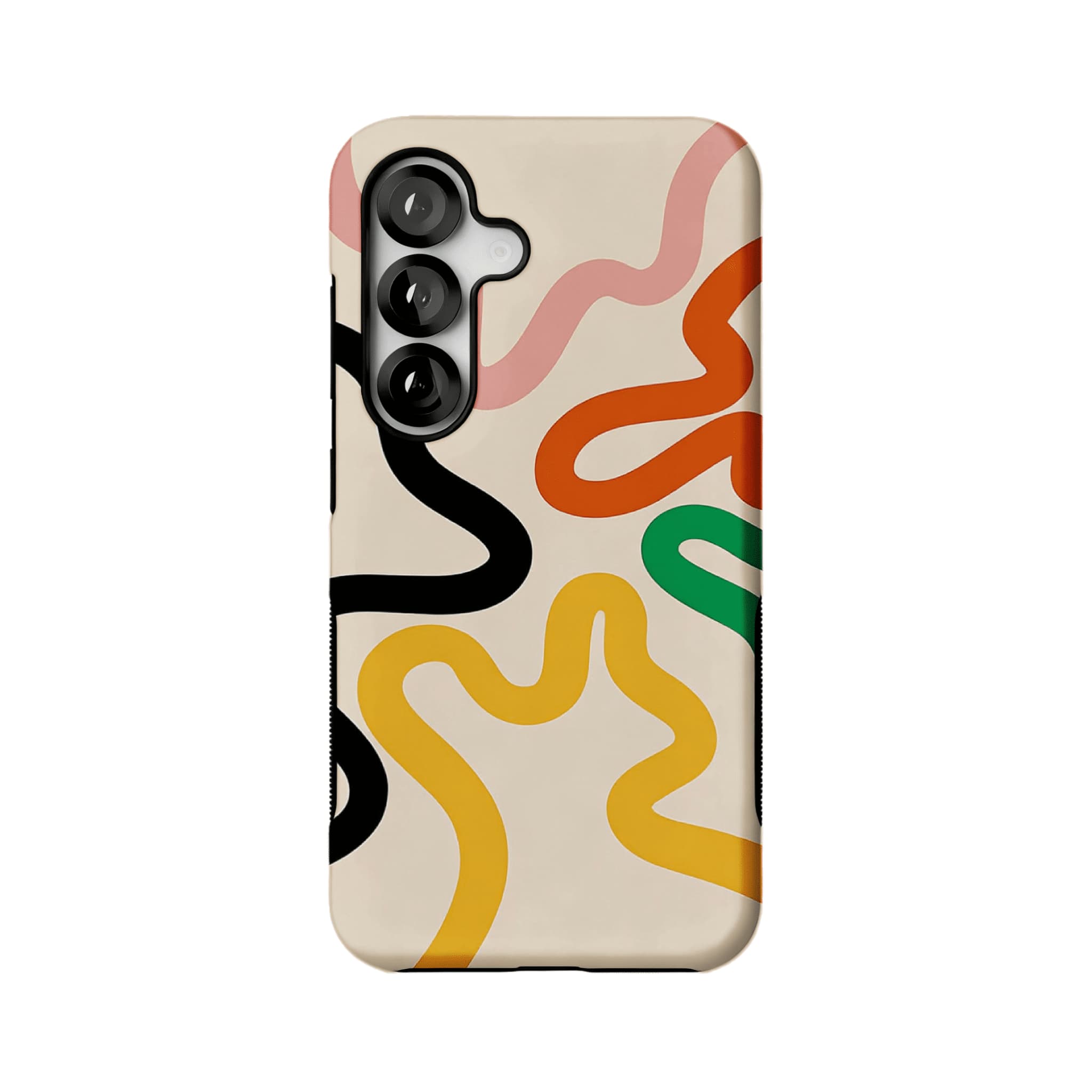 Cream Base Retro Bold Wavy Line Shockproof Anti-slip iPhone Case
